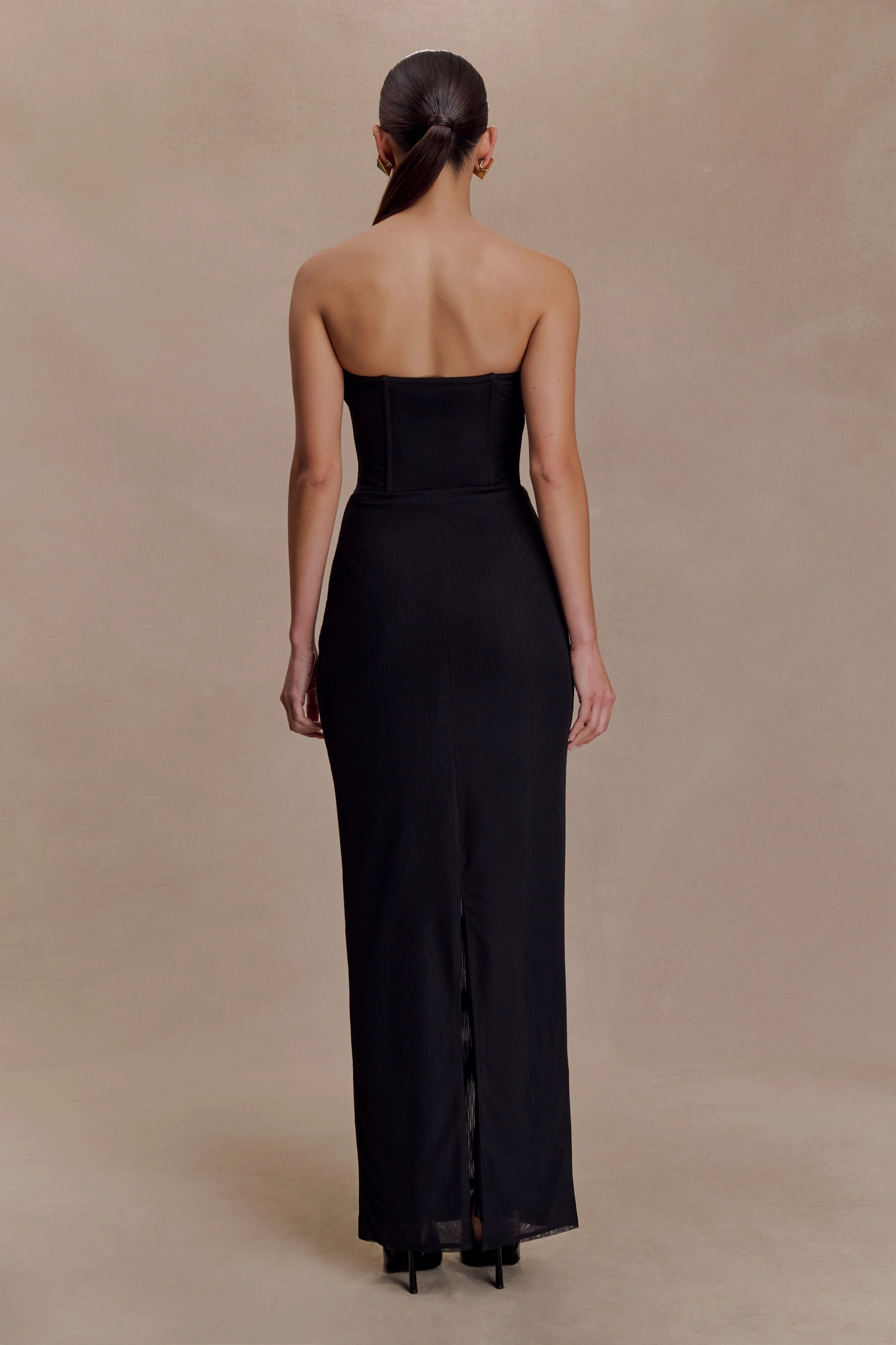 Gemma Strapless Mesh Maxi Dress - Black - Image 2