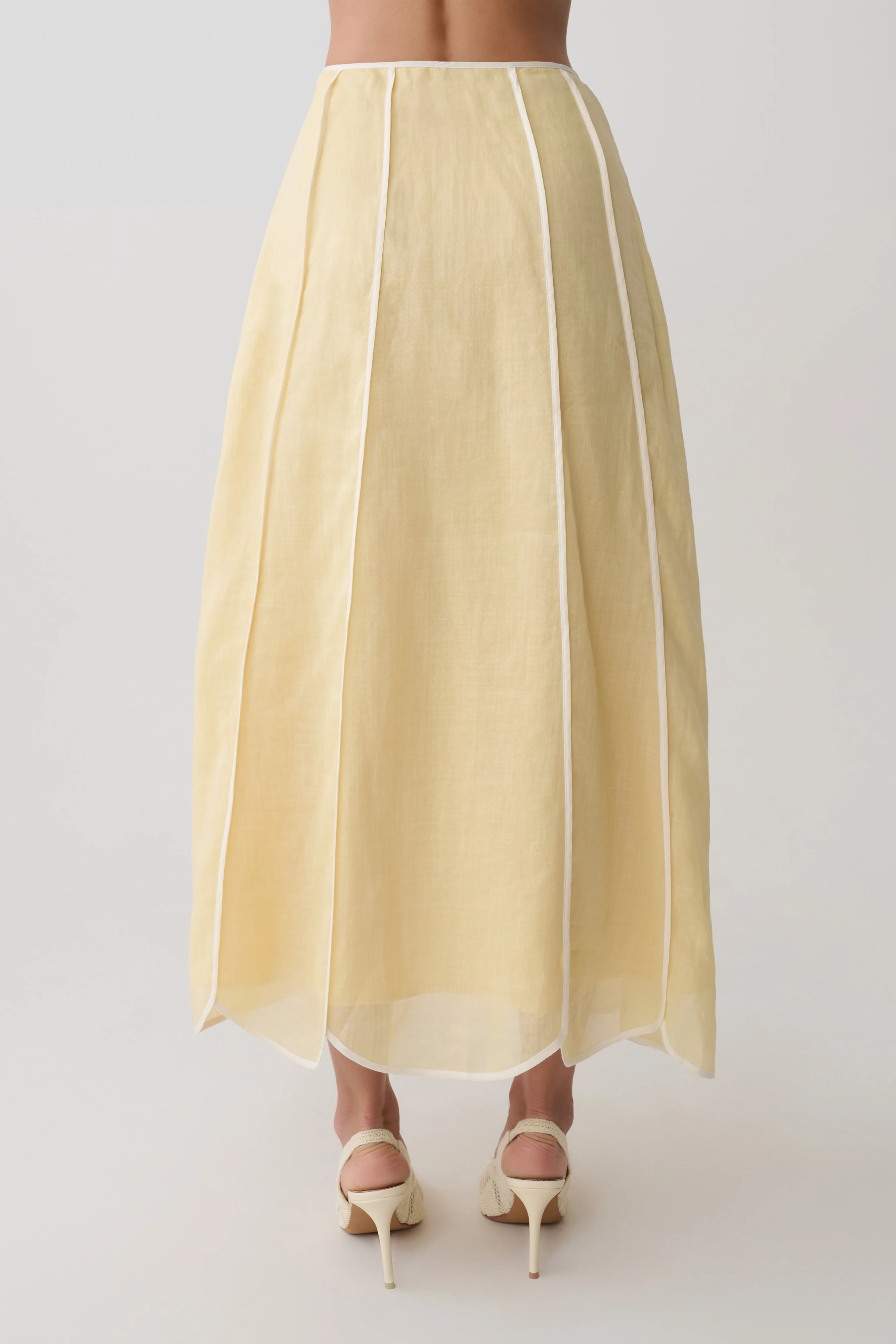 Georgia Panelled Midi Skirt - Butter - Image 7