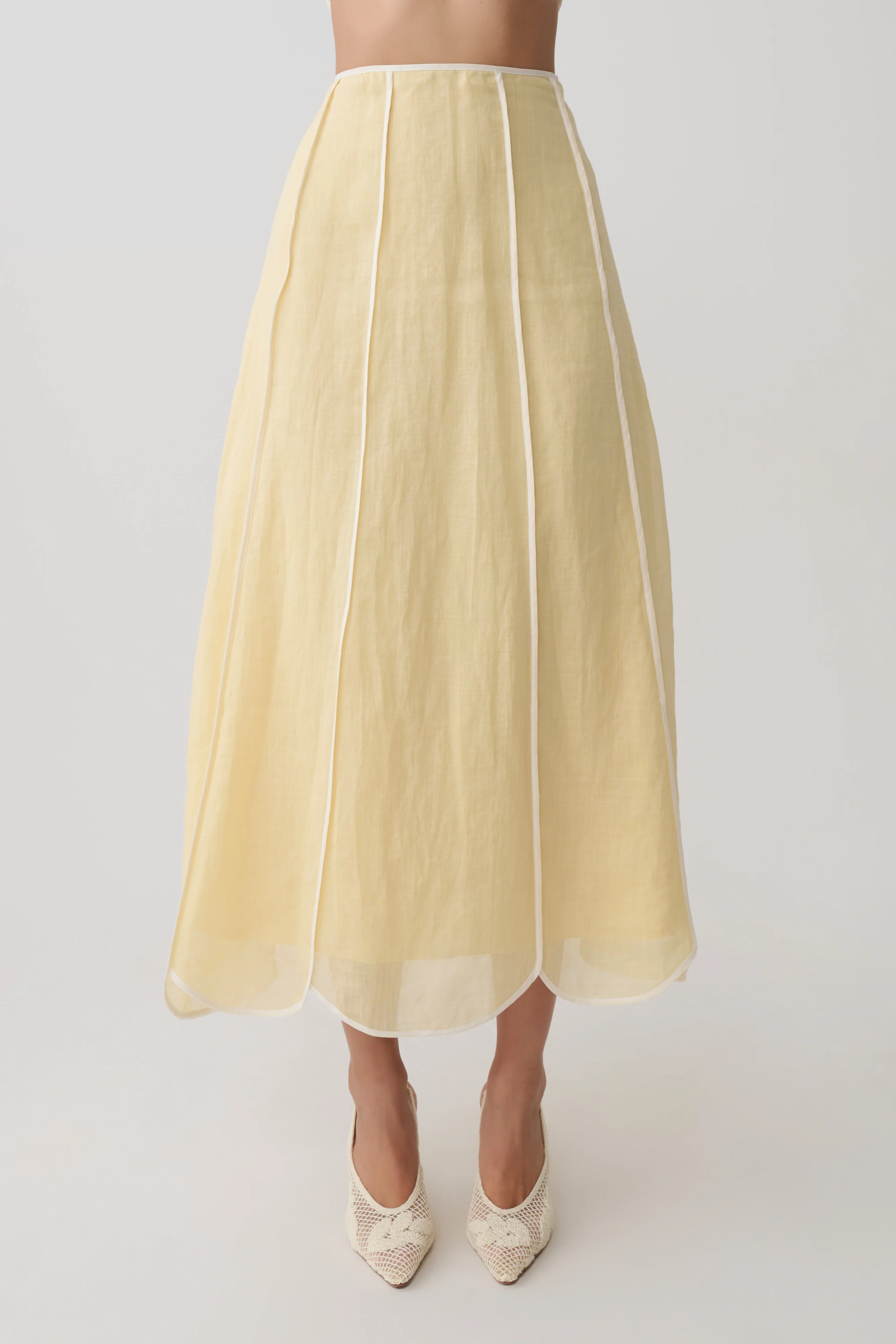 Georgia Panelled Midi Skirt - Butter - Image 9