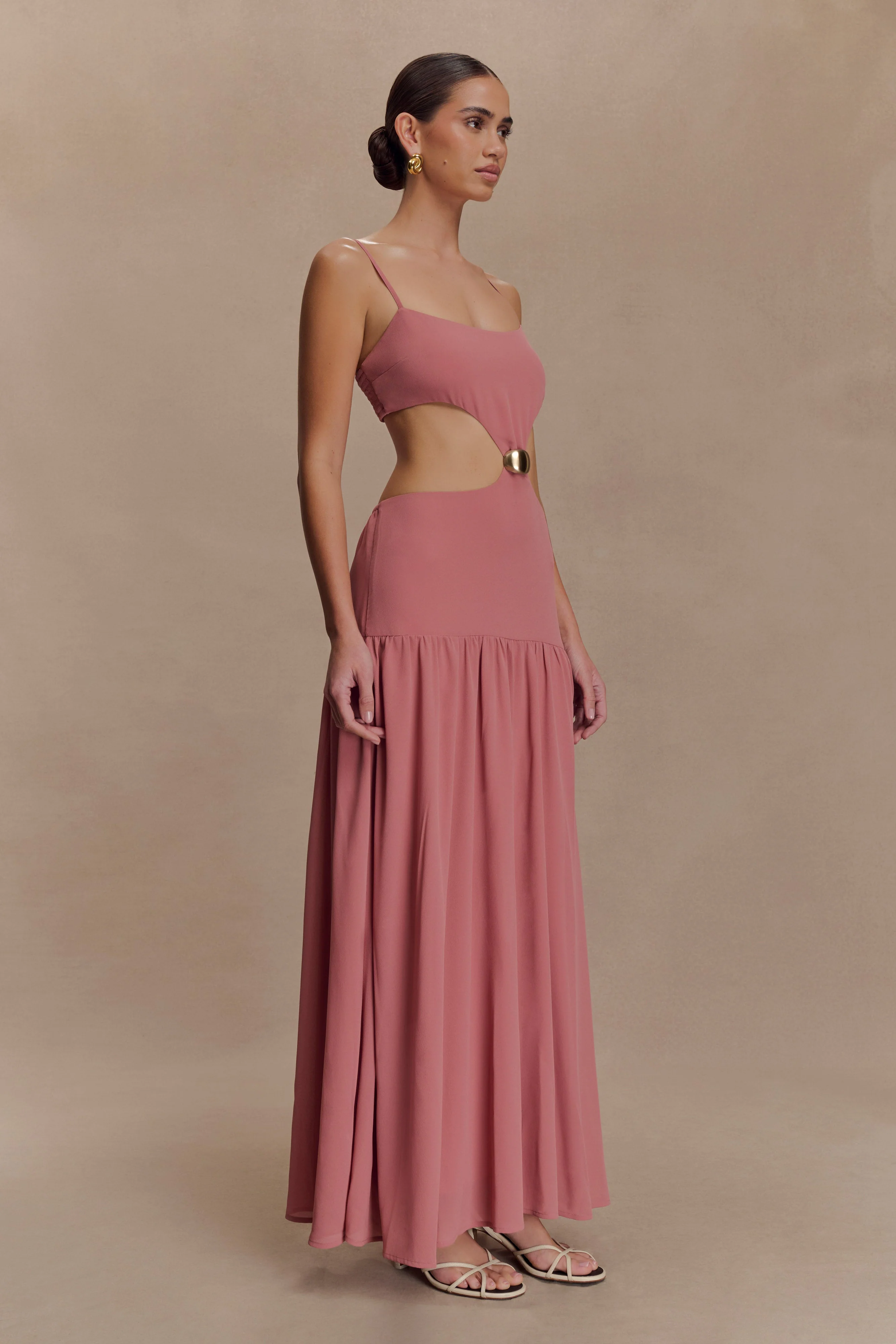 Georgina Chiffon Midi Dress - Burnt Rose - Image 10