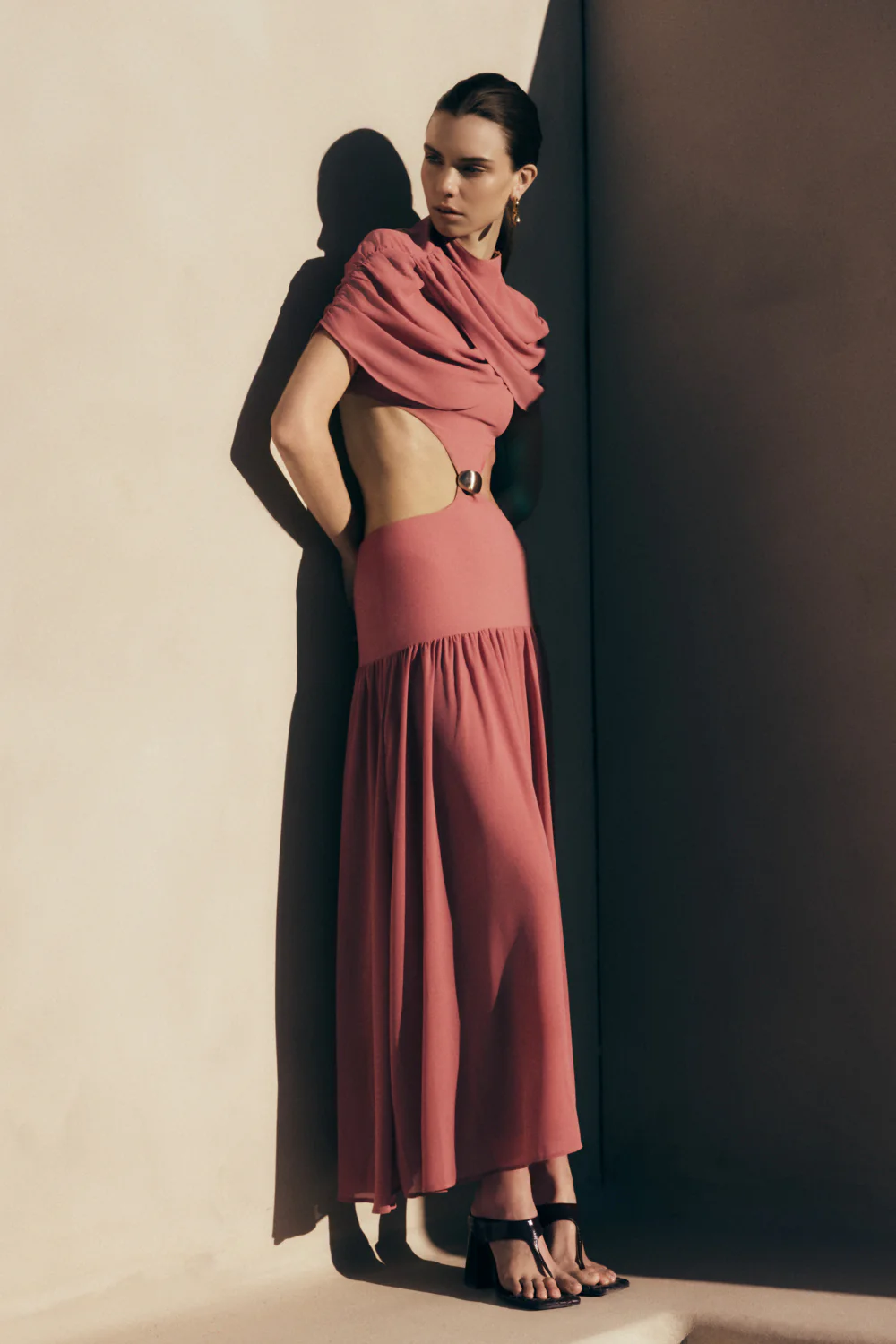 Georgina Chiffon Midi Dress - Burnt Rose - Image 14