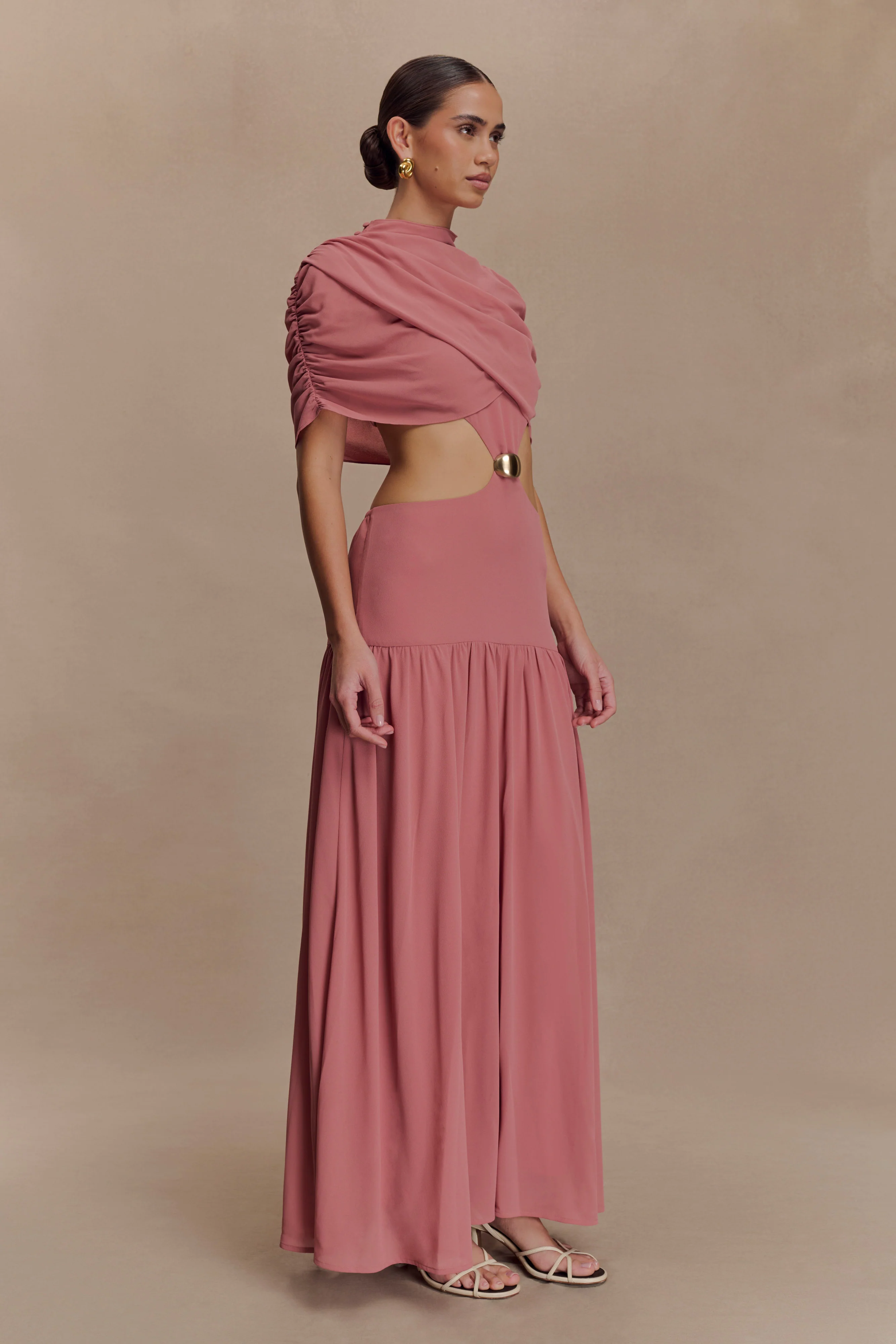 Georgina Chiffon Midi Dress - Burnt Rose - Image 7