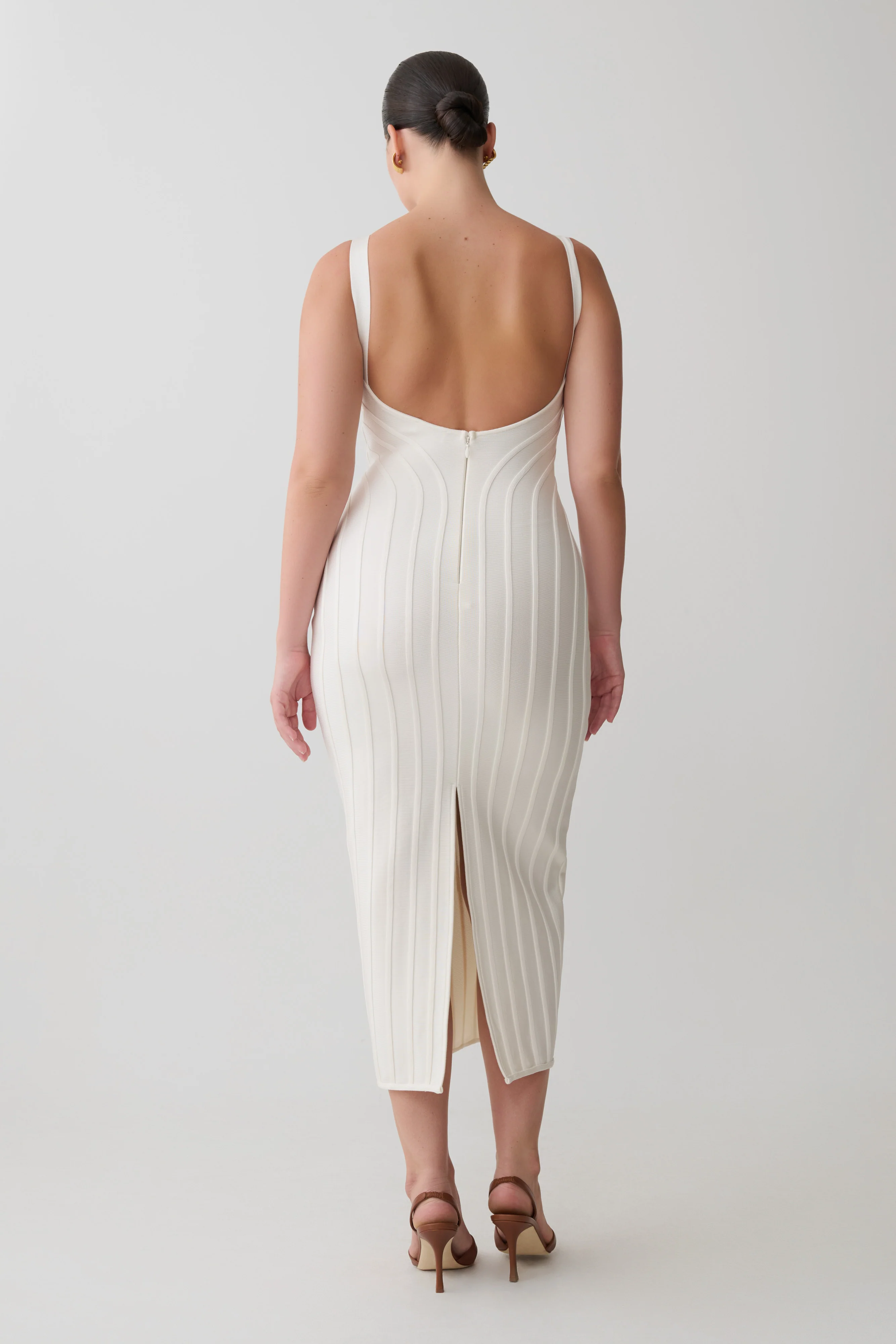 Gia Bandage Knit Midi Dress - Ivory - Image 5