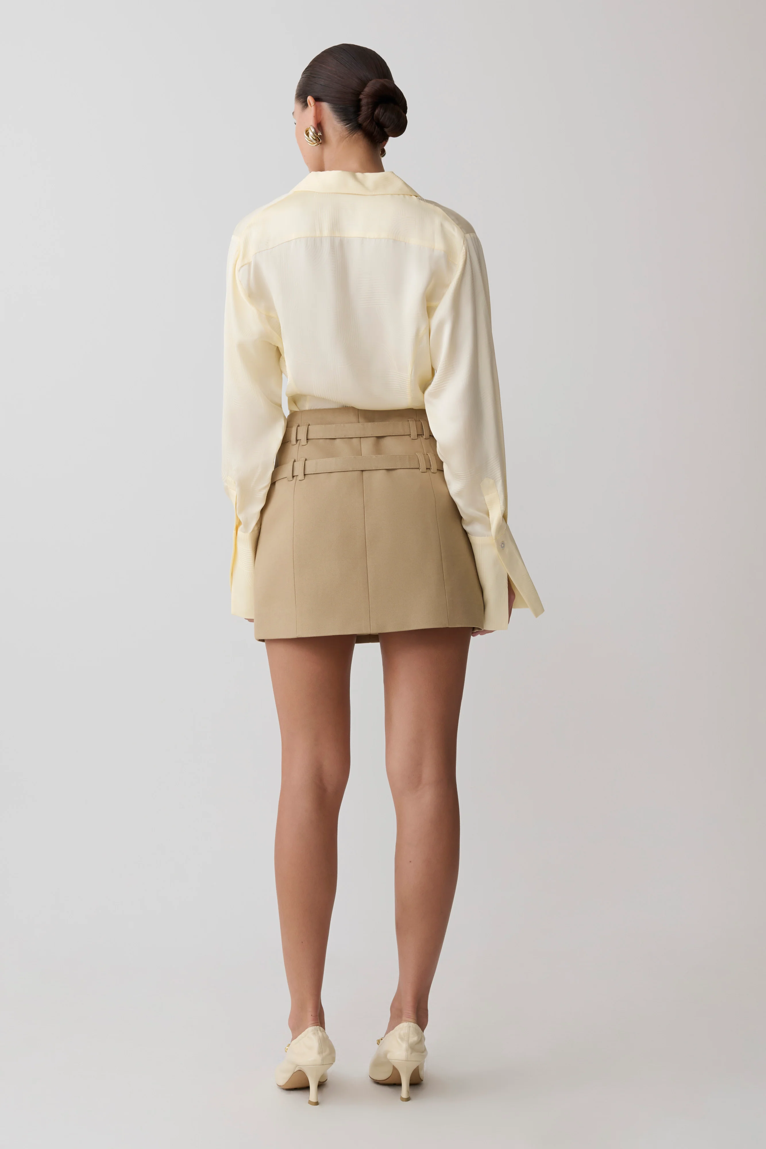 Gia Long Sleeve Satin Shirt - Buttermilk - Image 3