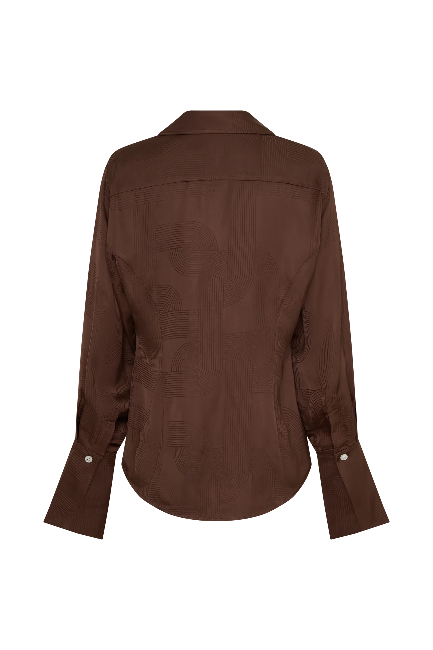 Gia Long Sleeve Satin Shirt - Chocolate - Image 10