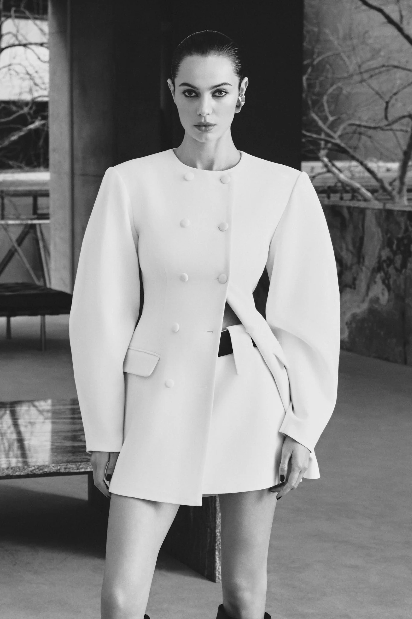 Gina Suiting Mini Skirt - Ivory - Image 3