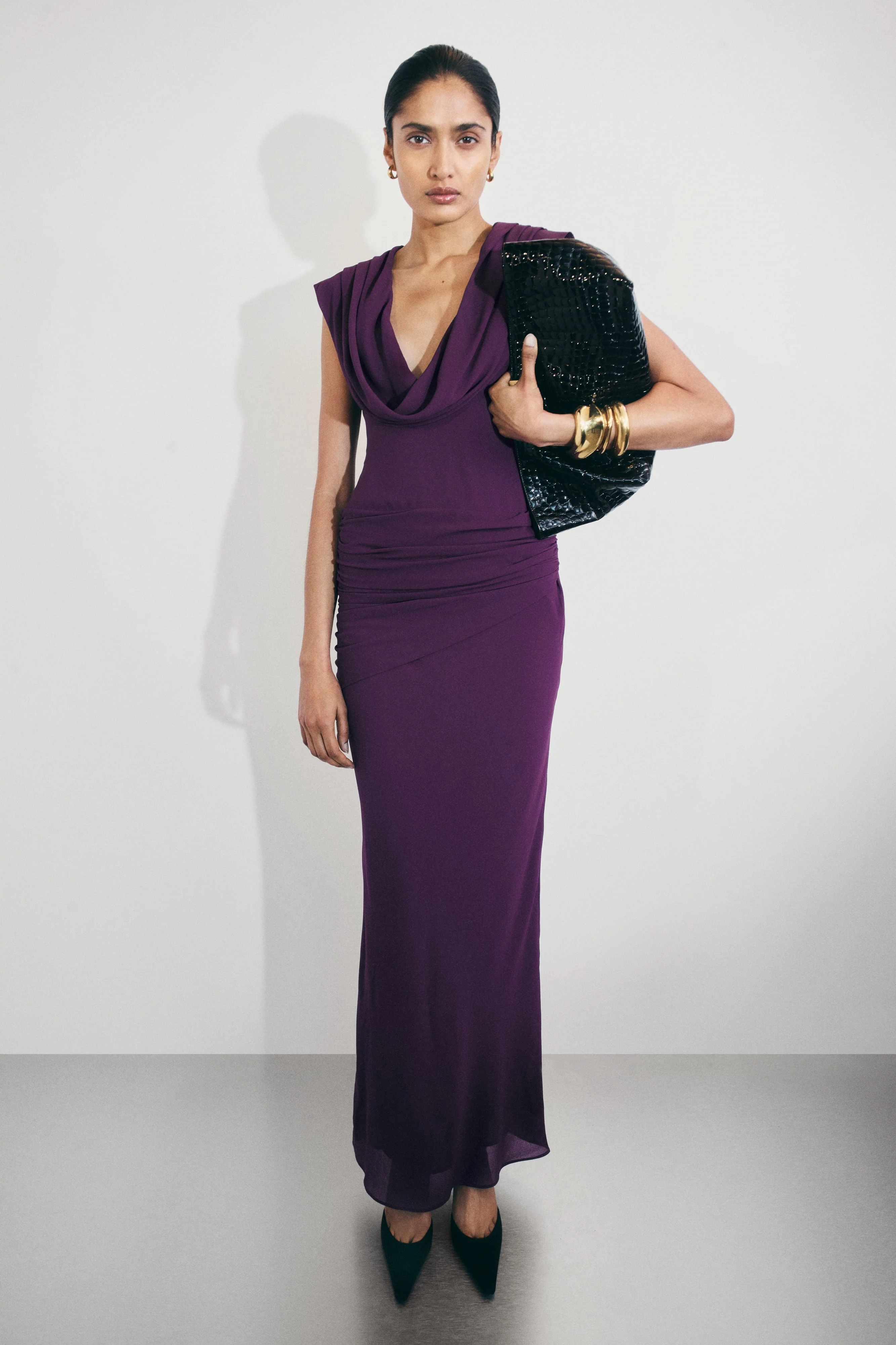 Giulia Chiffon Draped Maxi Dress - Purple - Image 7