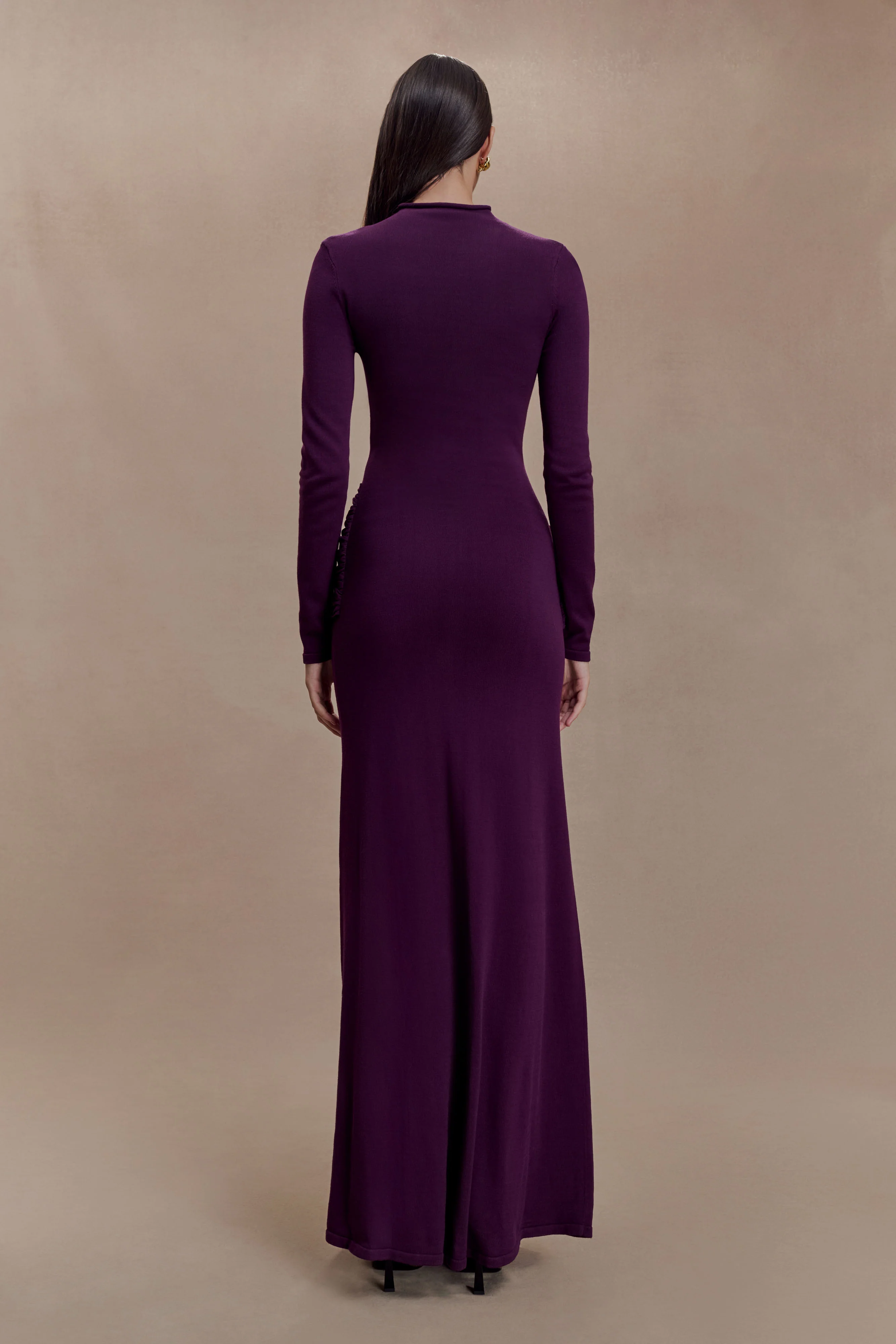 Grayson Knit Chiffon Maxi Dress - Plum - Image 2