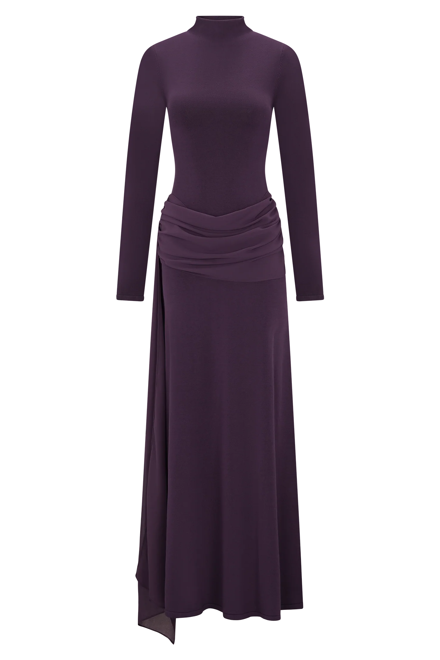 Grayson Knit Chiffon Maxi Dress - Plum - Image 9