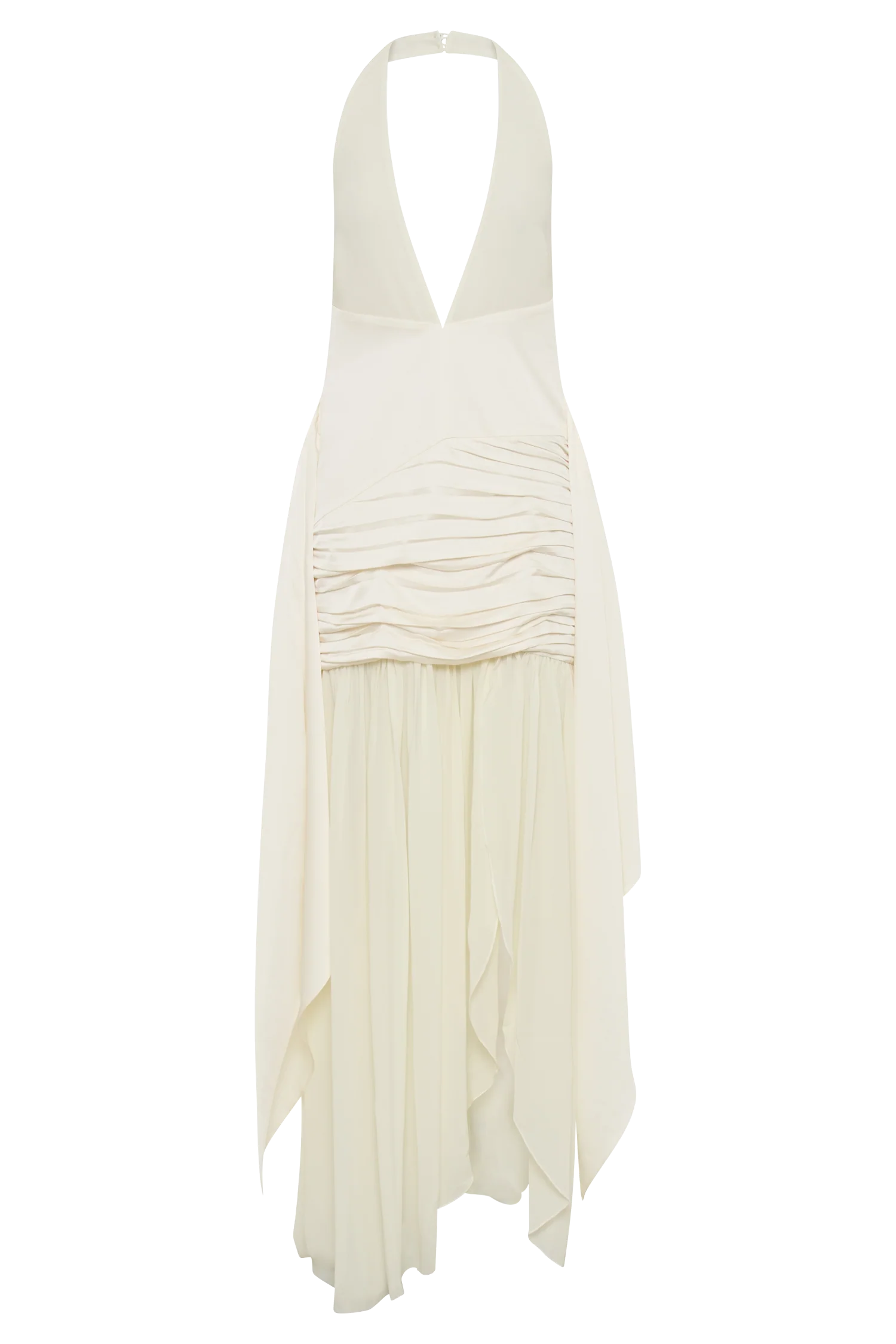Graziana Satin Chiffon Plunge Maxi Dress - Ivory - Image 12