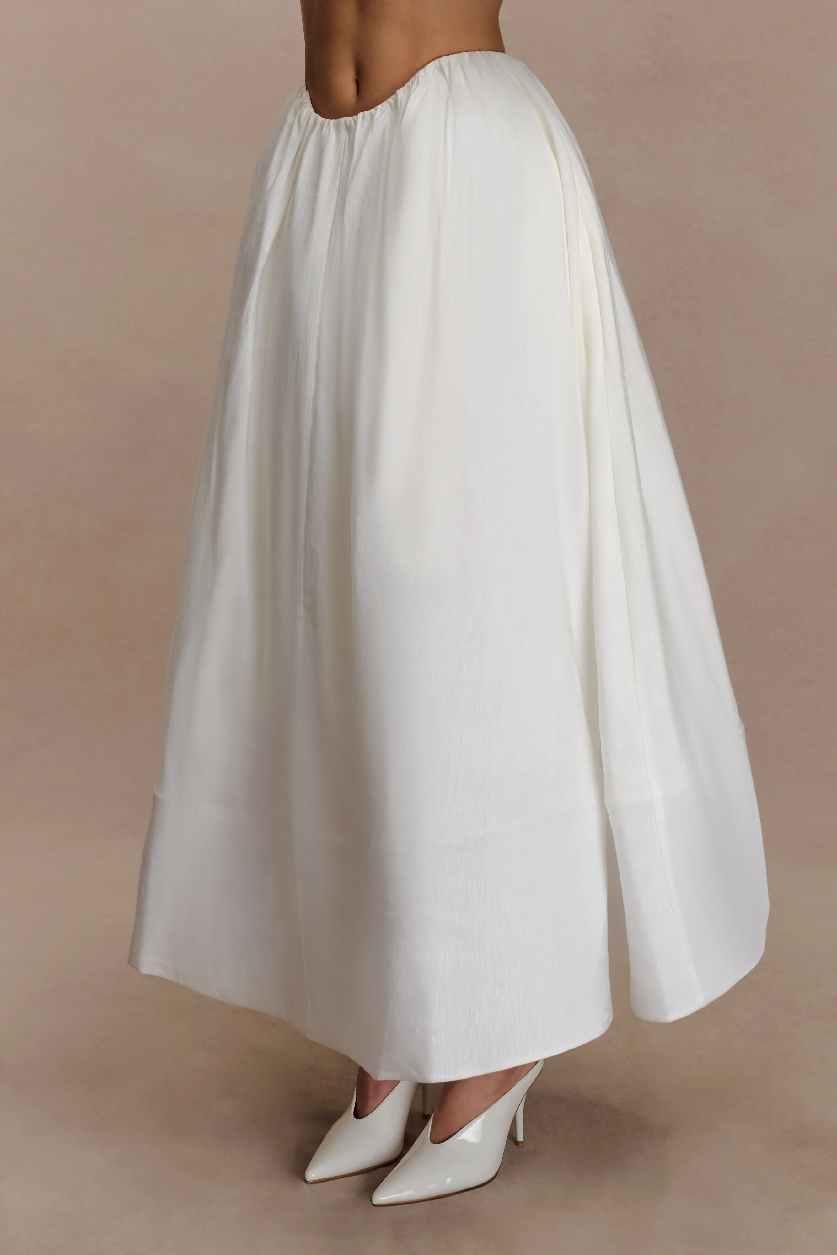 Greta Gathered Maxi Skirt - White - Image 6