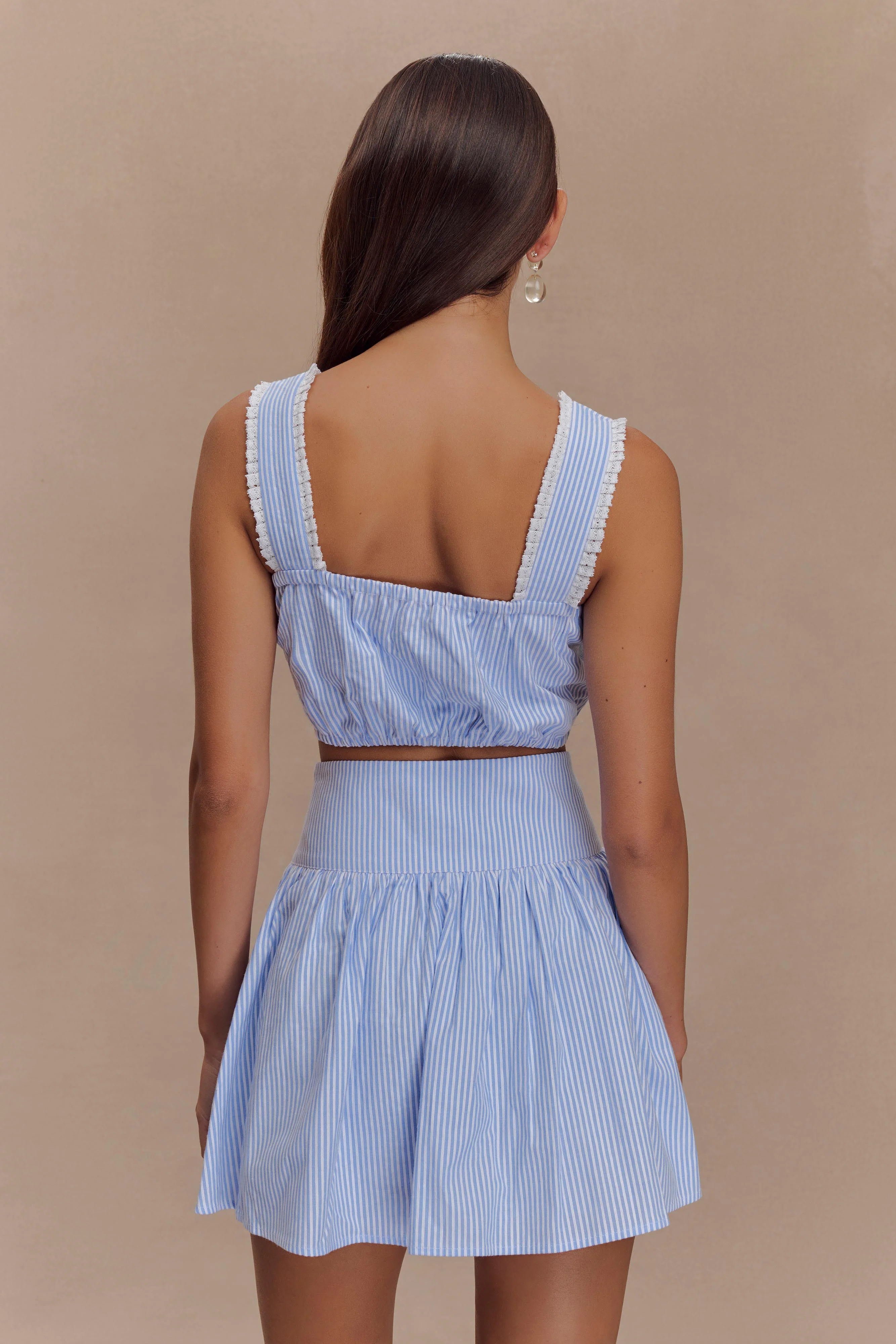 Gretel Hem Mini Skirt - Blue Pinstripe - Image 5