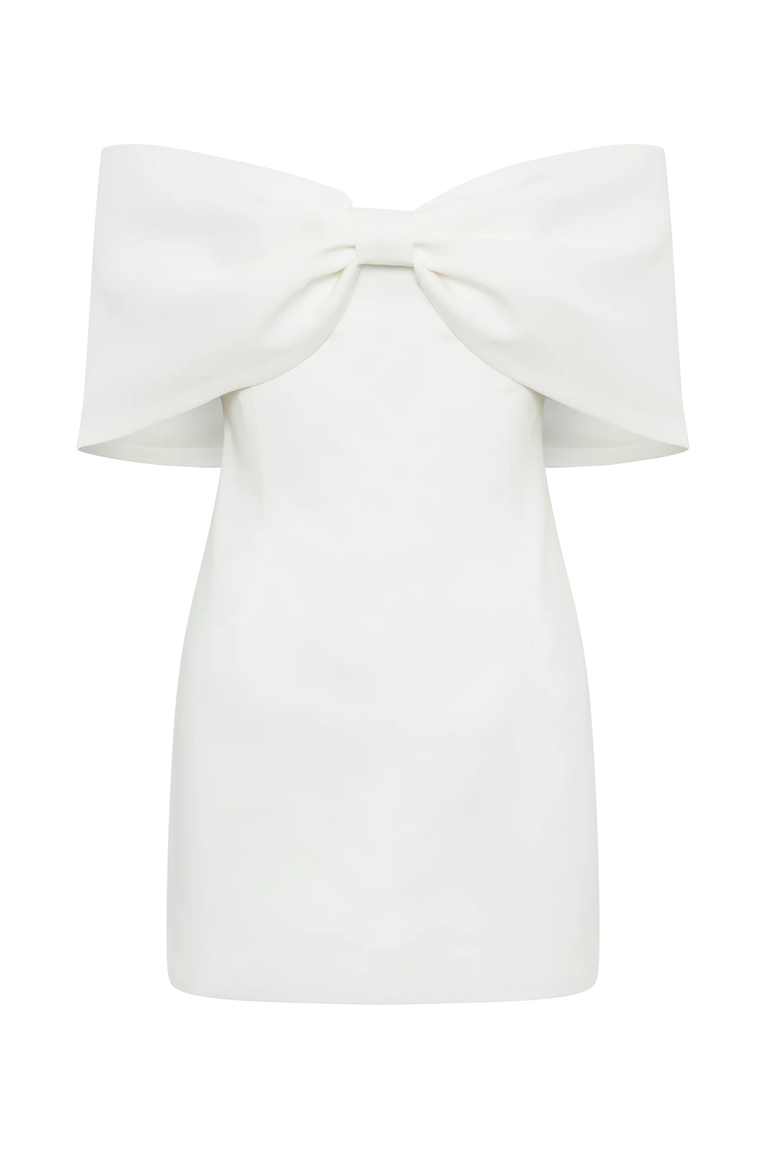 Gwyneth Off Shoulder Bow Mini Dress - White - Image 10