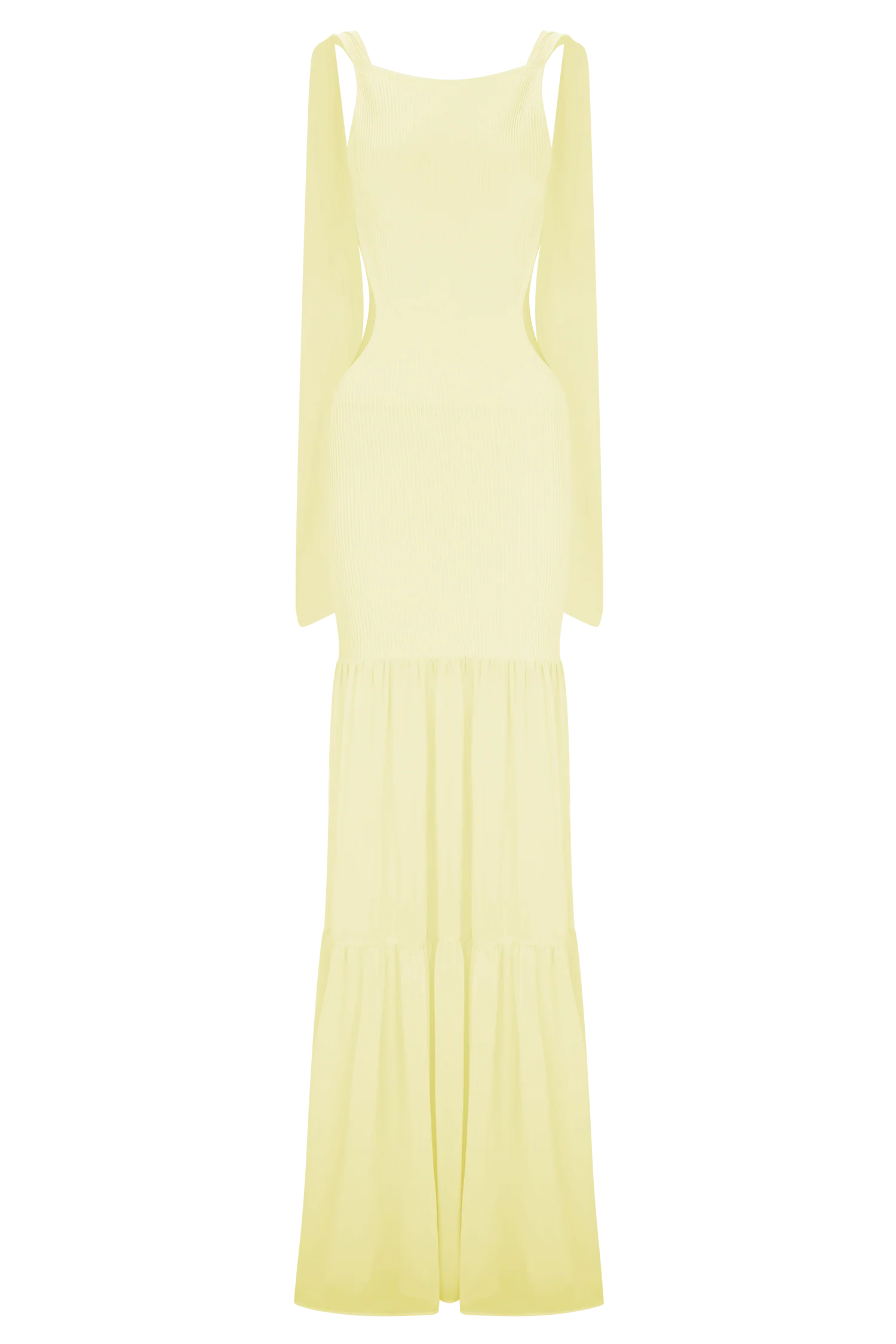 Haille Knit Chiffon Maxi Dress - Lemon - Image 7