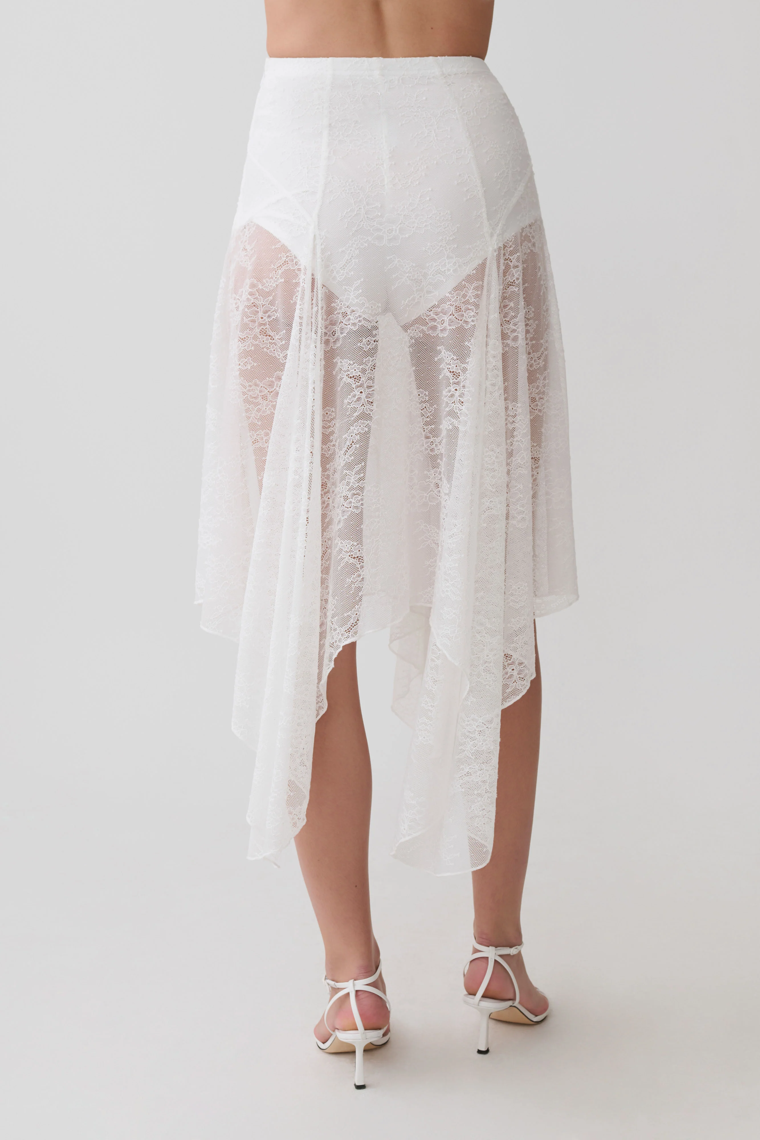 Haime Lace Hankie Midi Skirt - Ivory - Image 2
