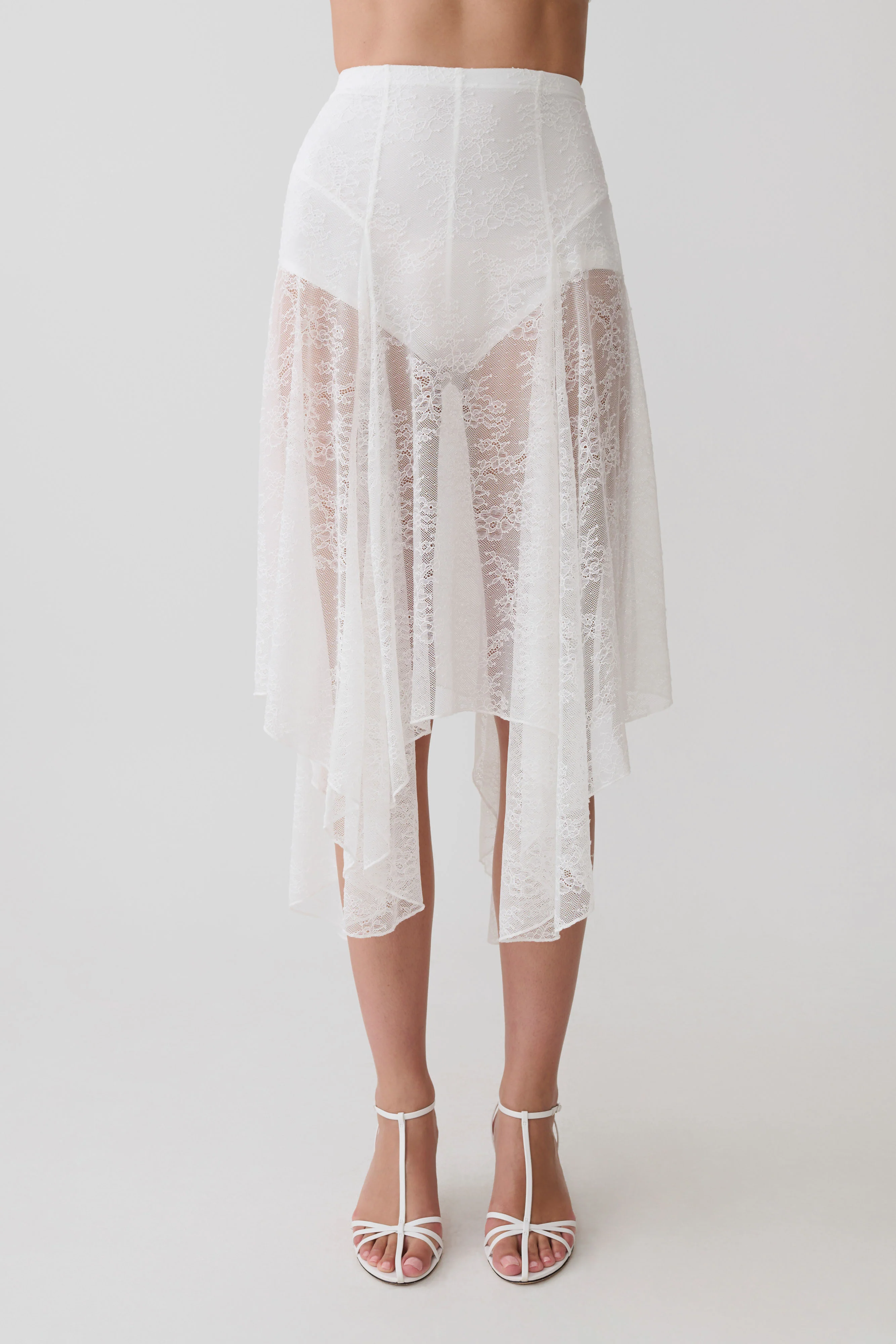 Haime Lace Hankie Midi Skirt - Ivory - Image 3