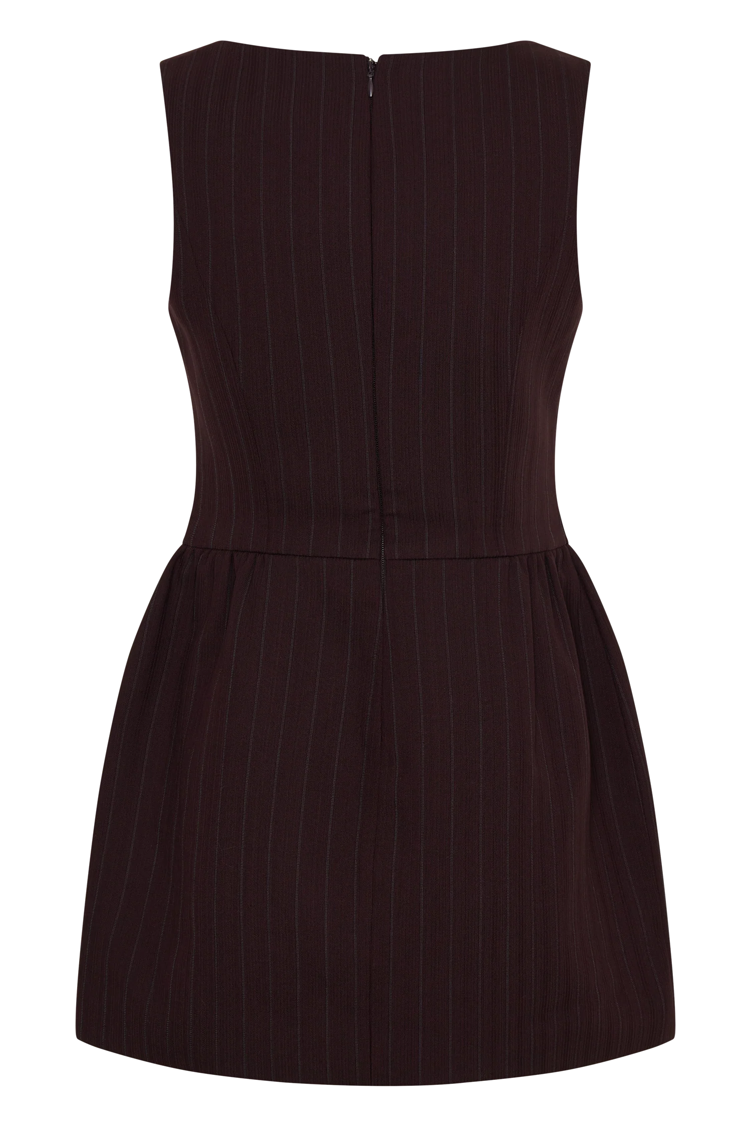 Hallie Boat Neck Mini Dress - Plum Pinstripe - Image 13