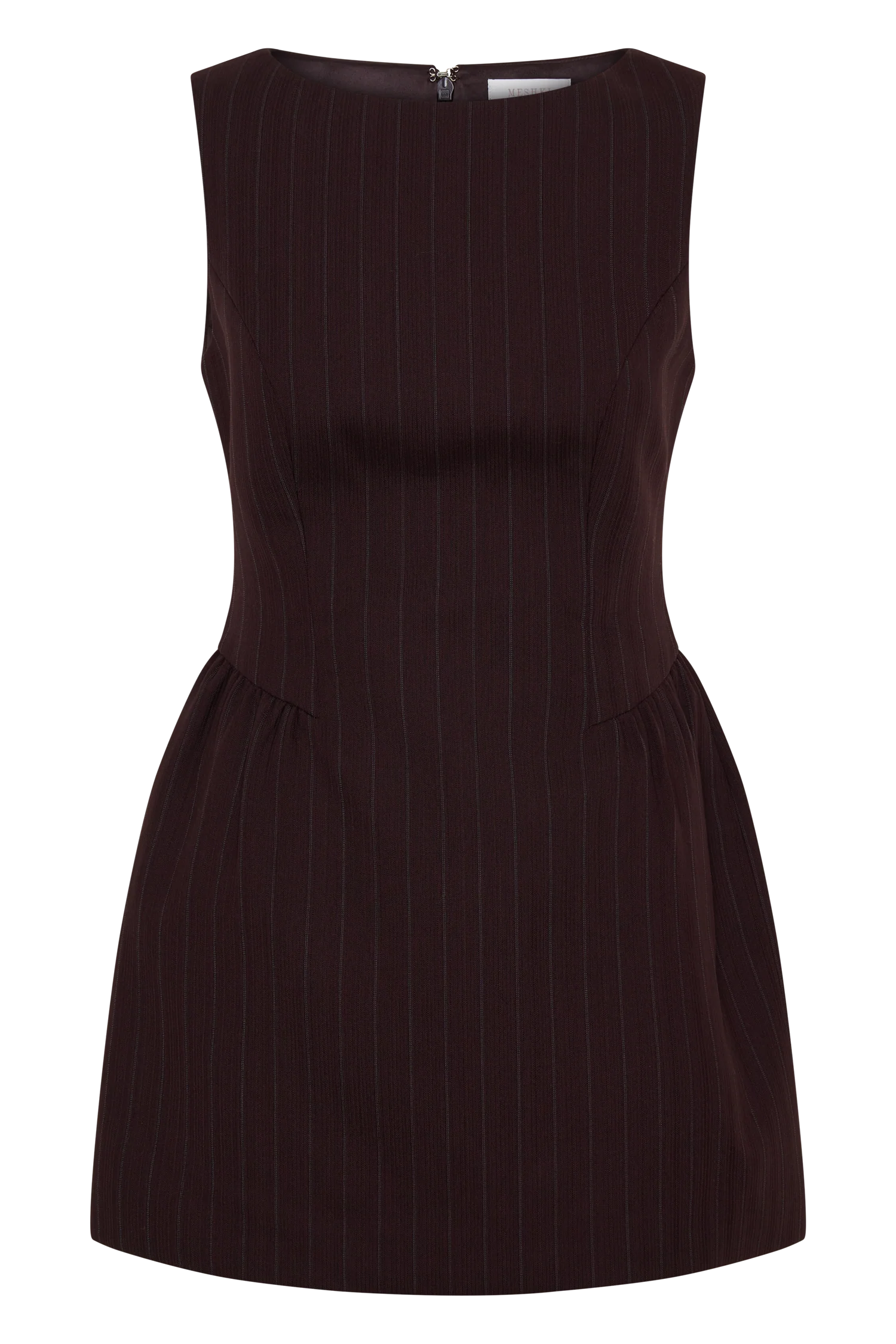 Hallie Boat Neck Mini Dress - Plum Pinstripe - Image 14
