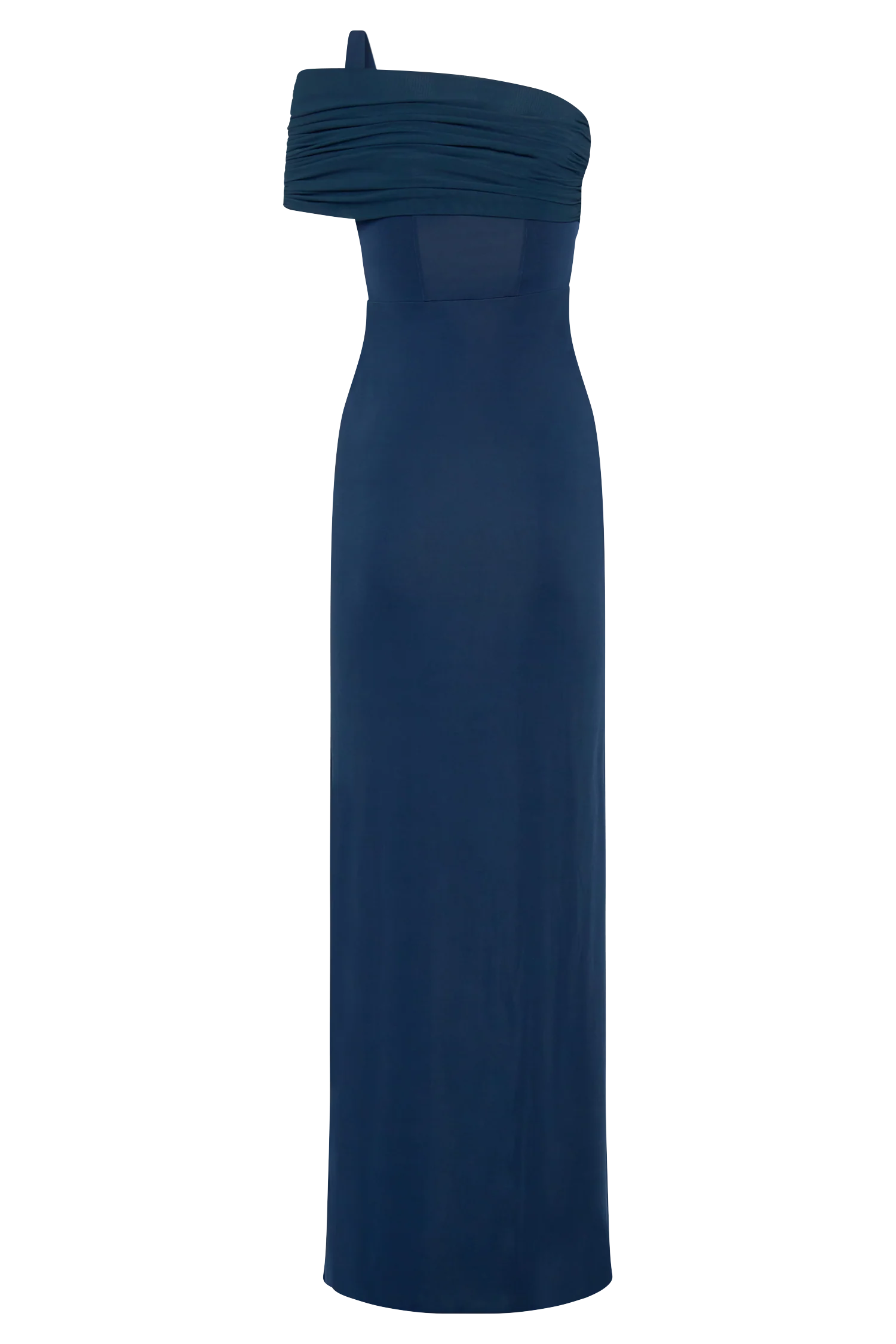 Hanh One Shoulder Mesh Maxi Dress - Ink Blue - Image 11