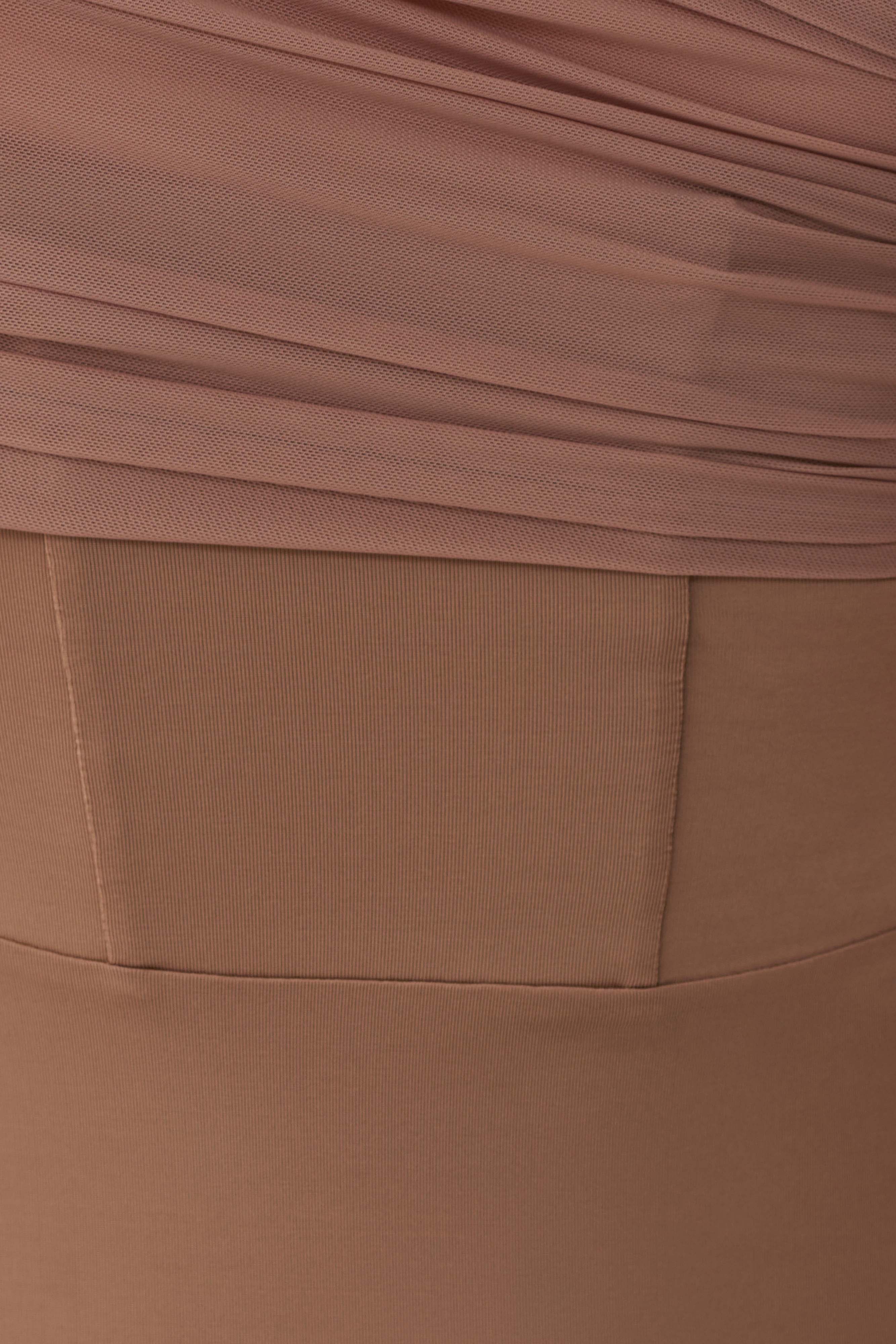 Hanh One Shoulder Mesh Maxi Dress - Tan - Image 9