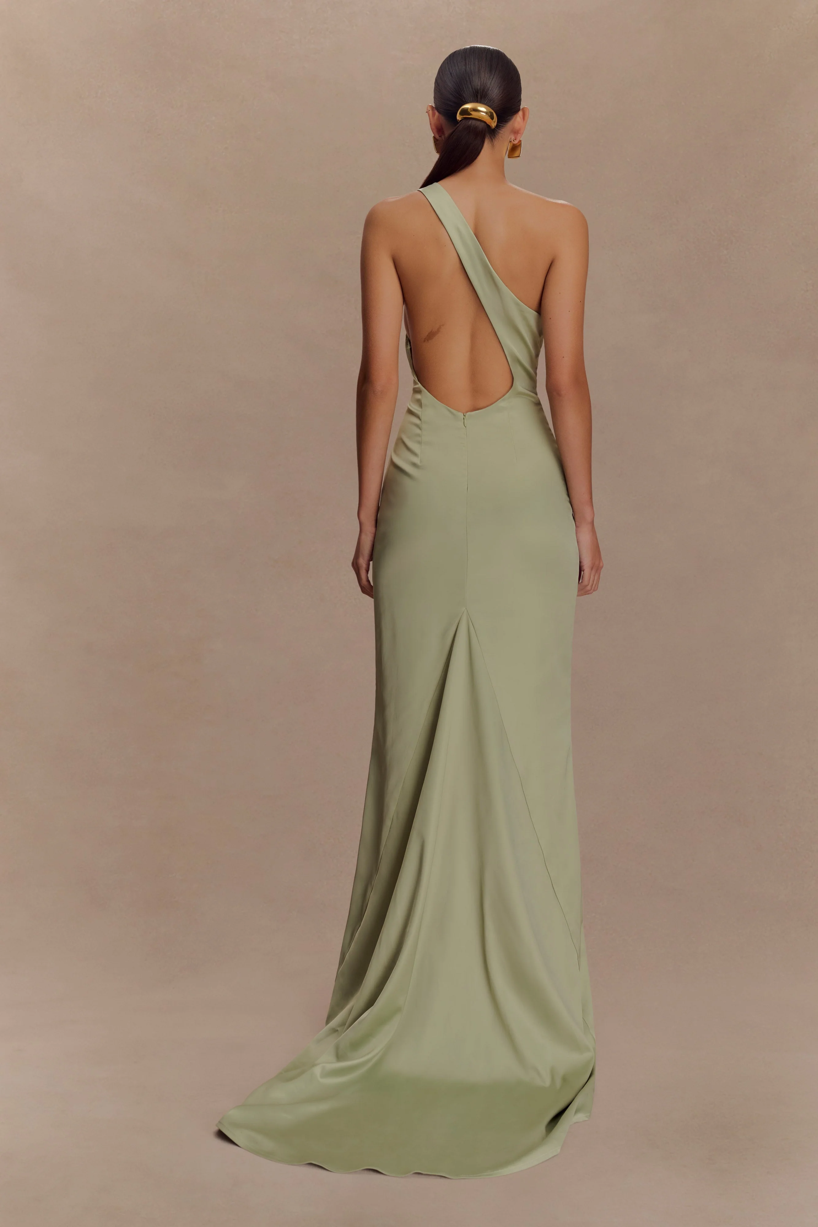 Harper One Shoulder Gown - Sage - Image 2
