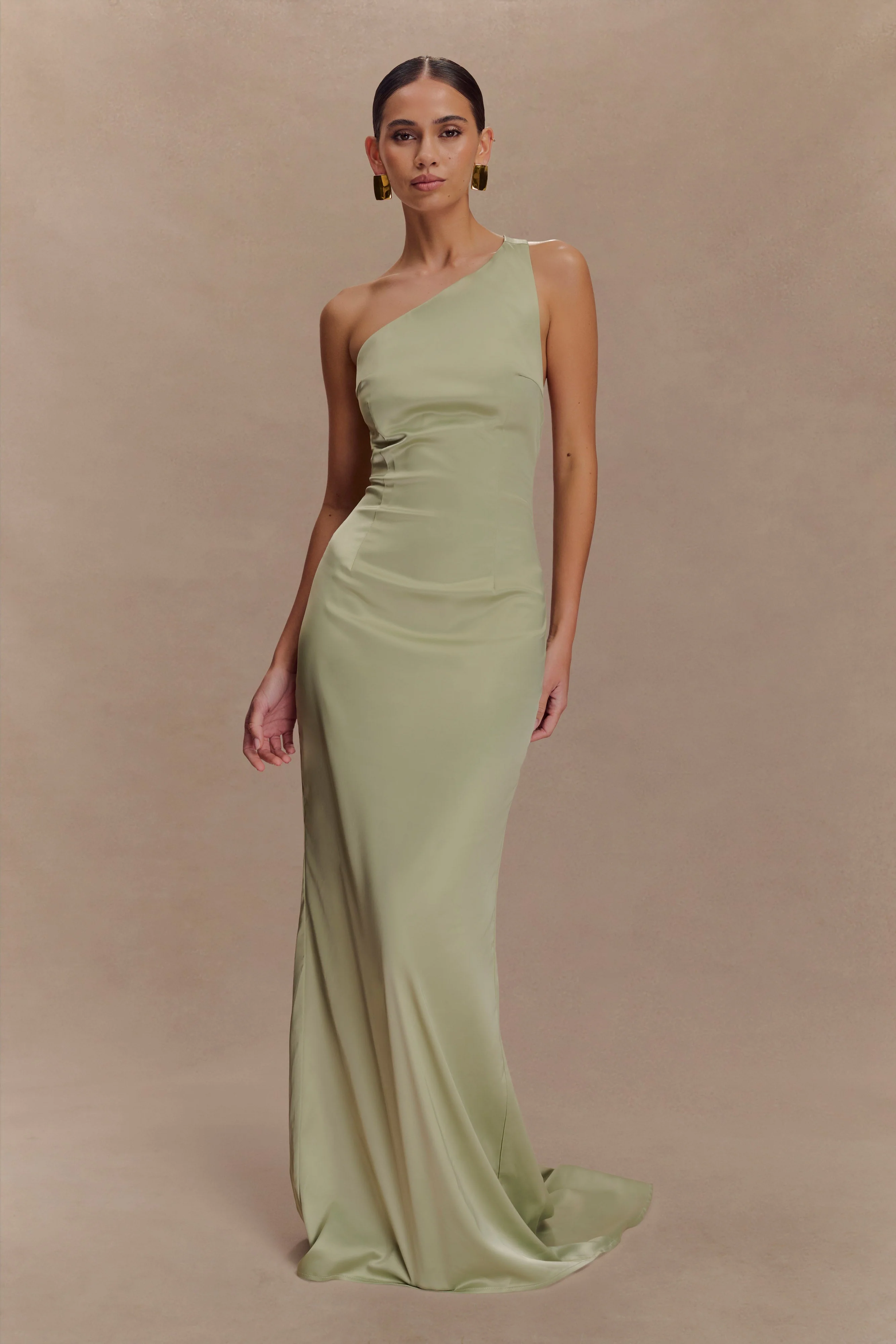 Harper One Shoulder Gown - Sage - Image 5