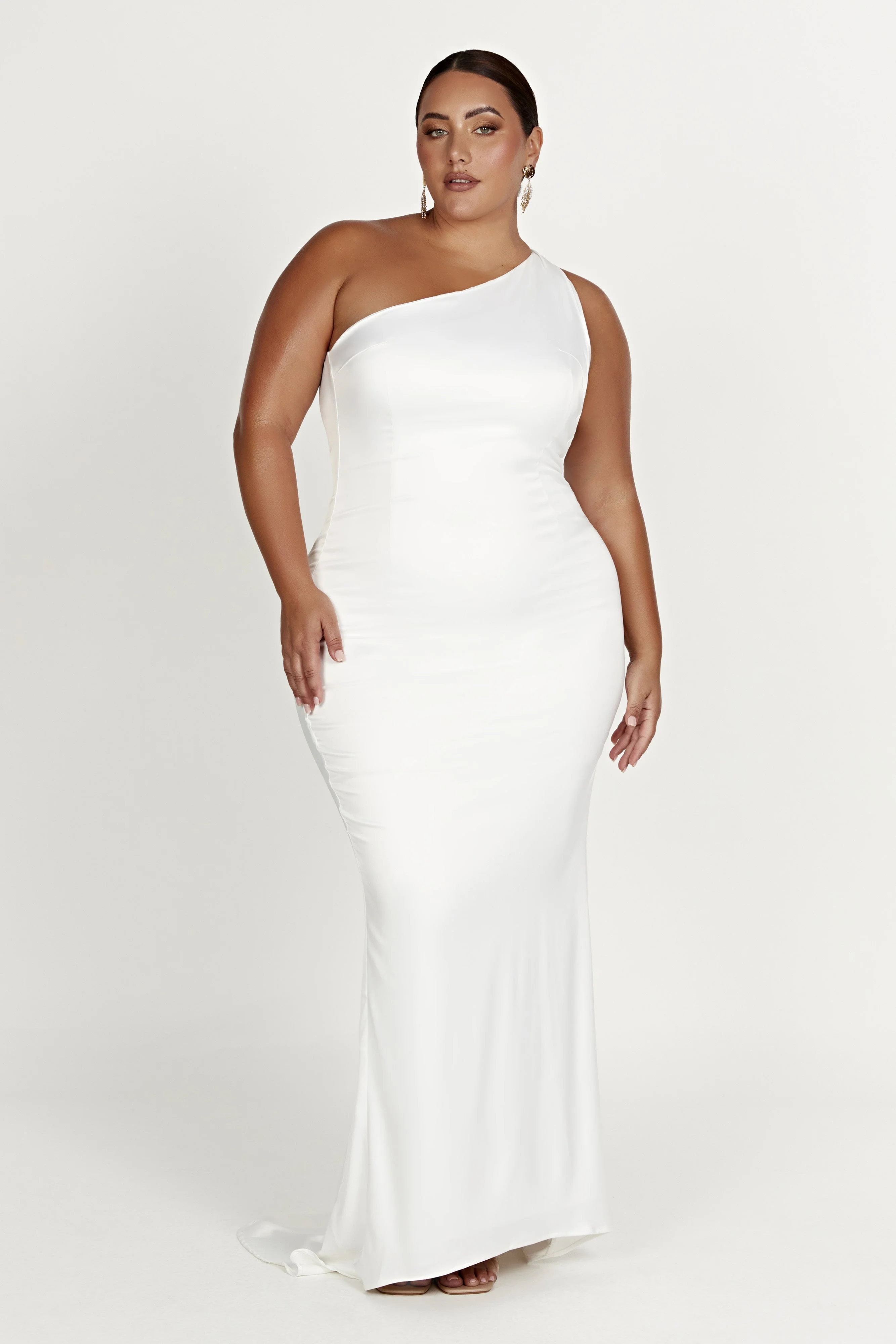 Harper One Shoulder Gown - White - Image 8
