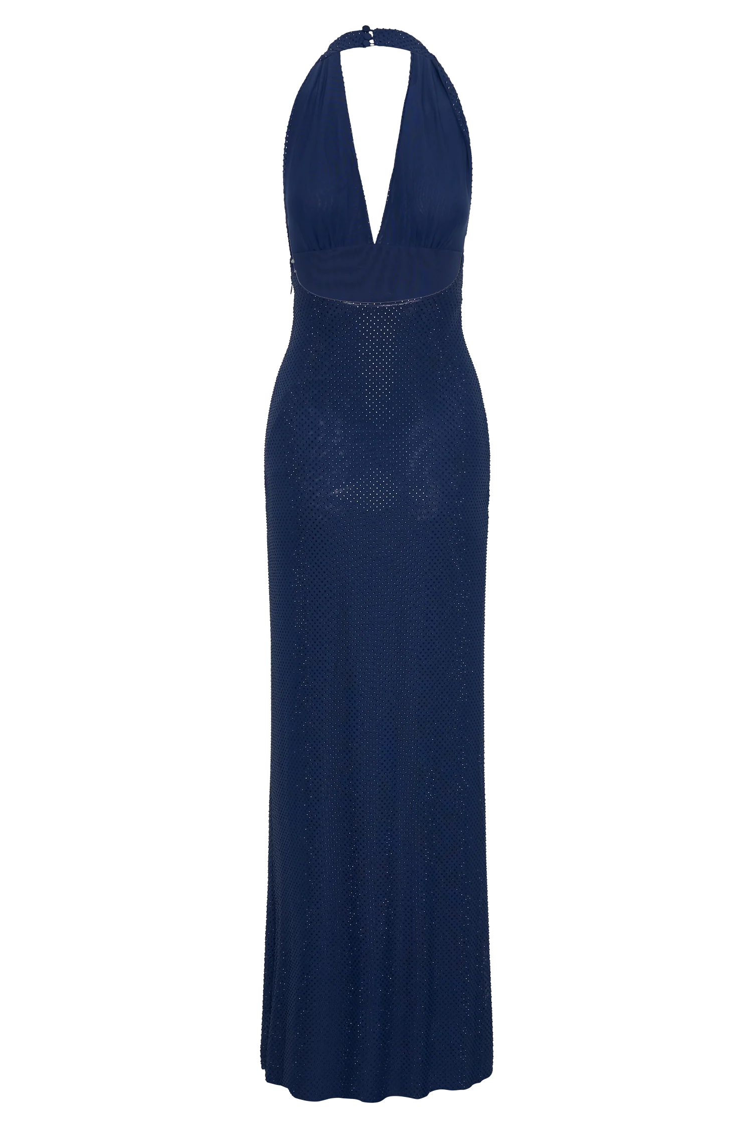 Harriet Halter Neck Diamante Maxi Dress - Navy - Image 10