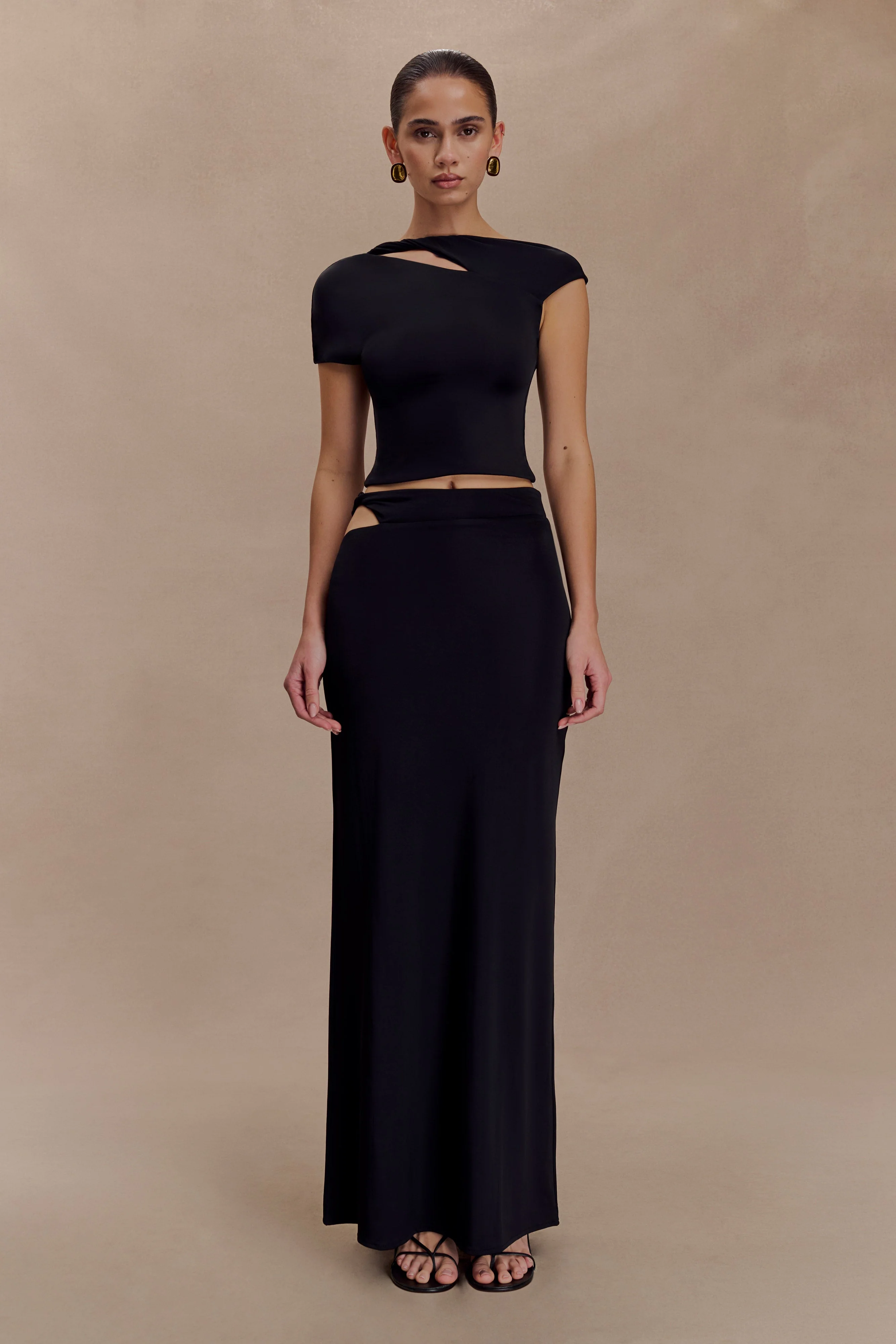 Haven Slinky Twist Midi Skirt - Black - Image 2