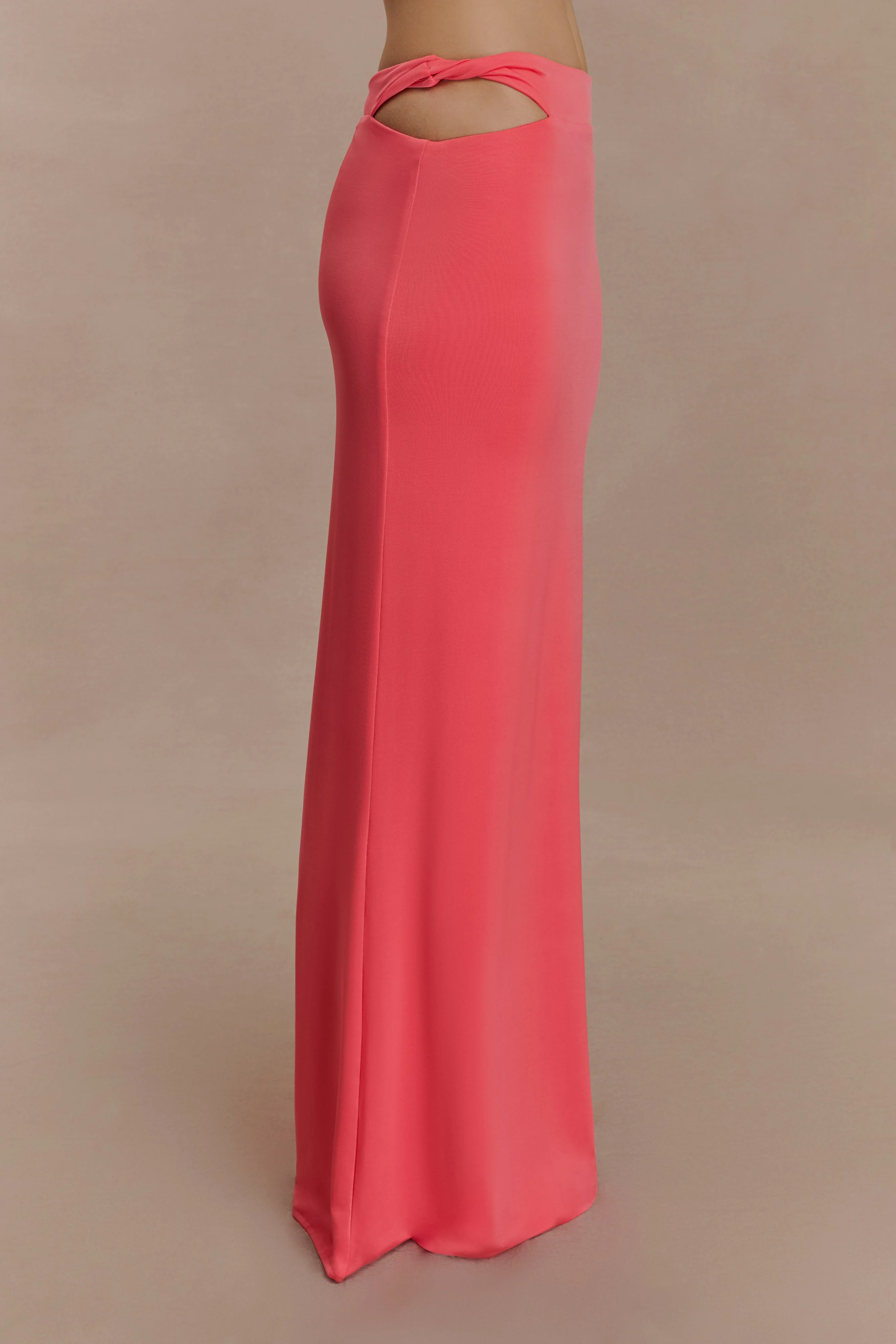 Haven Slinky Twist Midi Skirt - Coral - Image 5