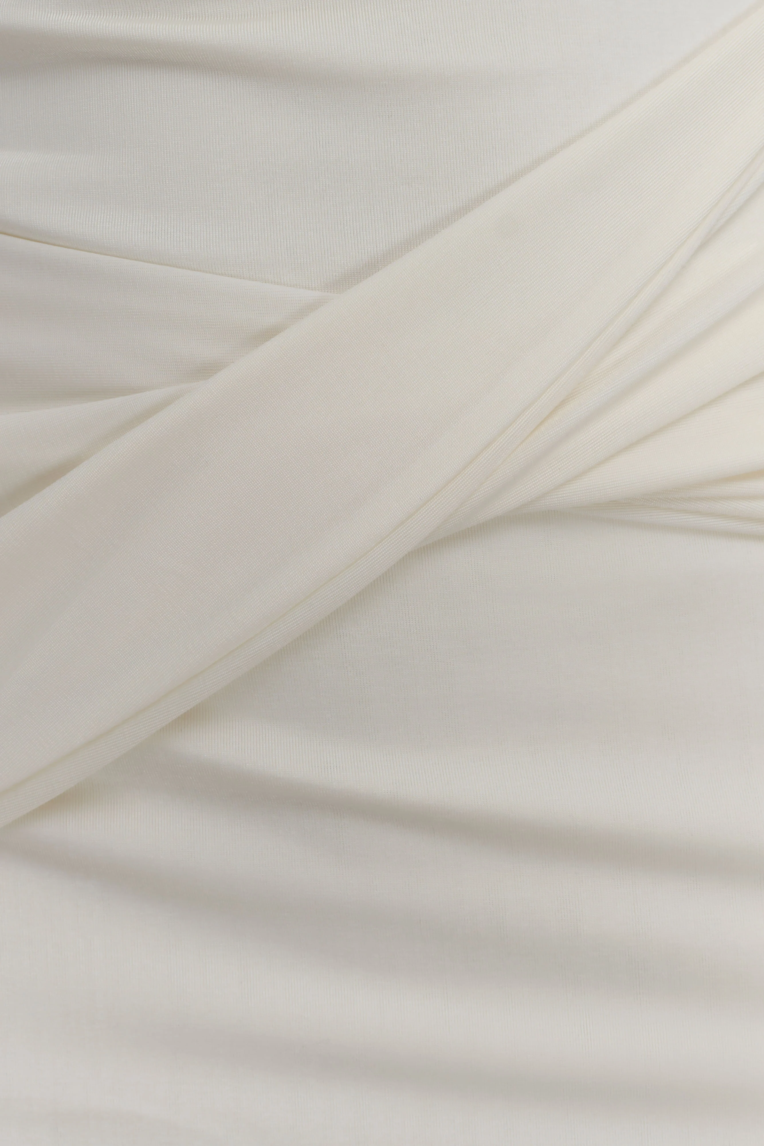 Henley Slinky Drape Mini Dress - Ivory - Image 7