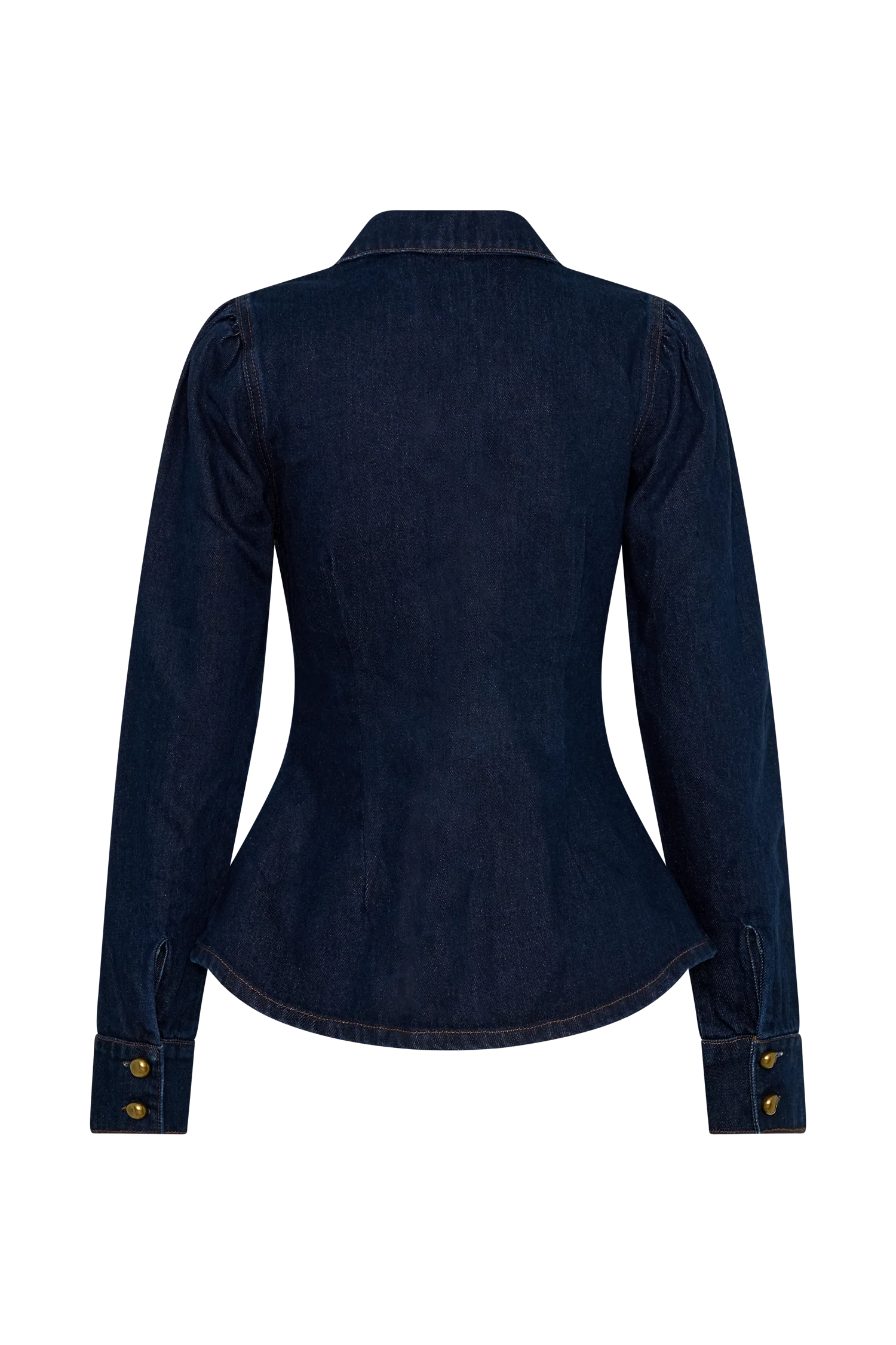 Hilary Long Sleeve Denim Top - Indigo Blue - Image 7