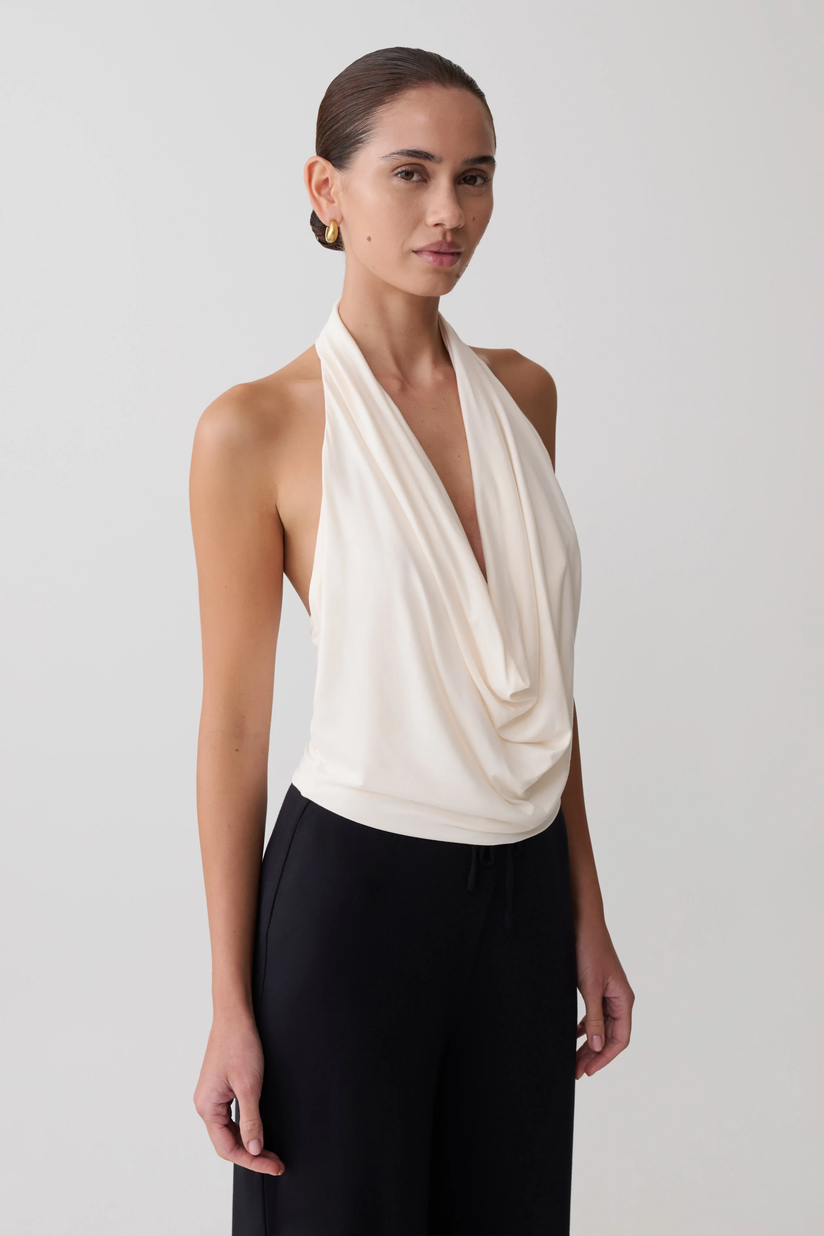 Huyen Cowl Front Modal Top - Ivory - Image 3