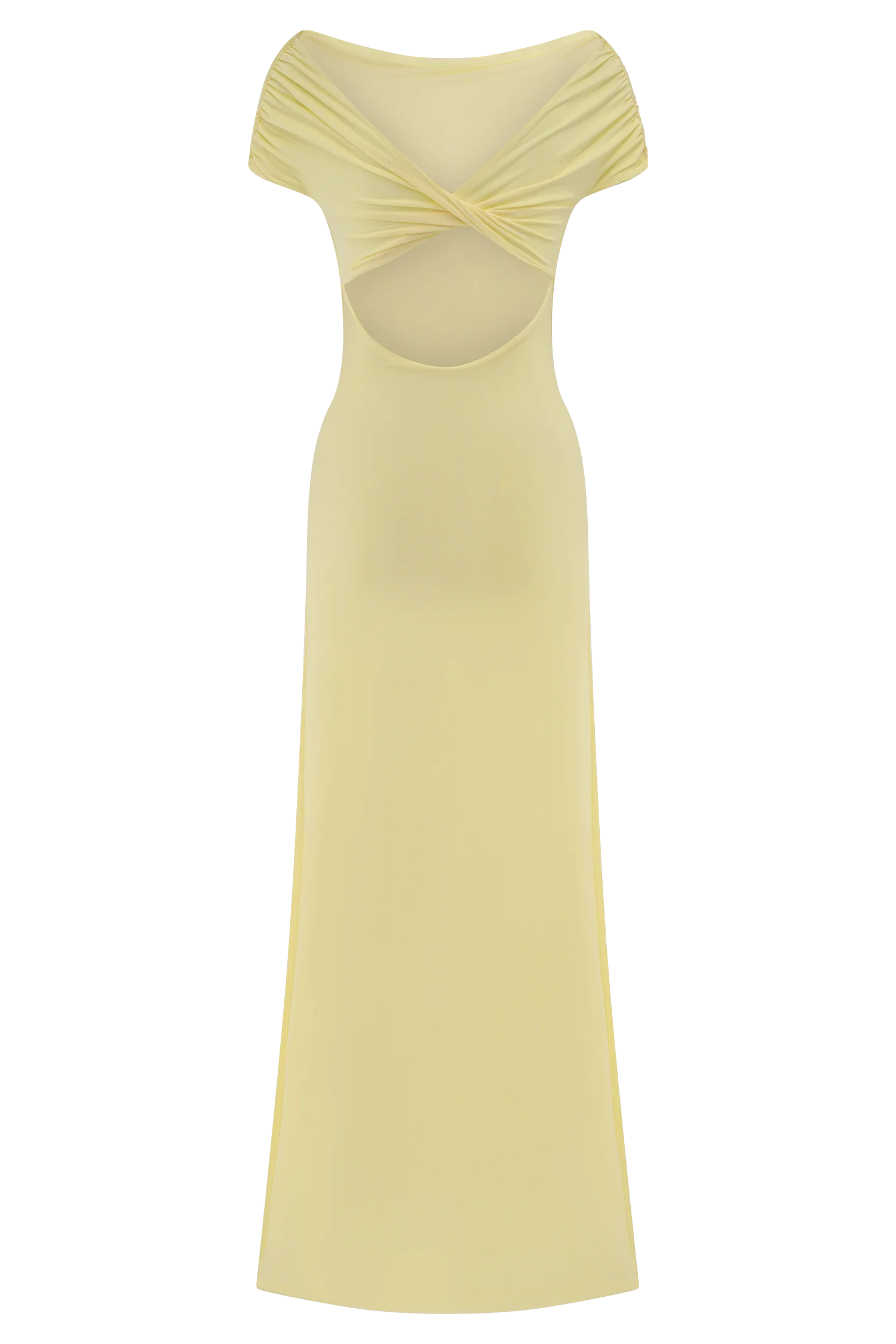 Imogen Off Shoulder Slinky Maxi Dress - Lemon - Image 6
