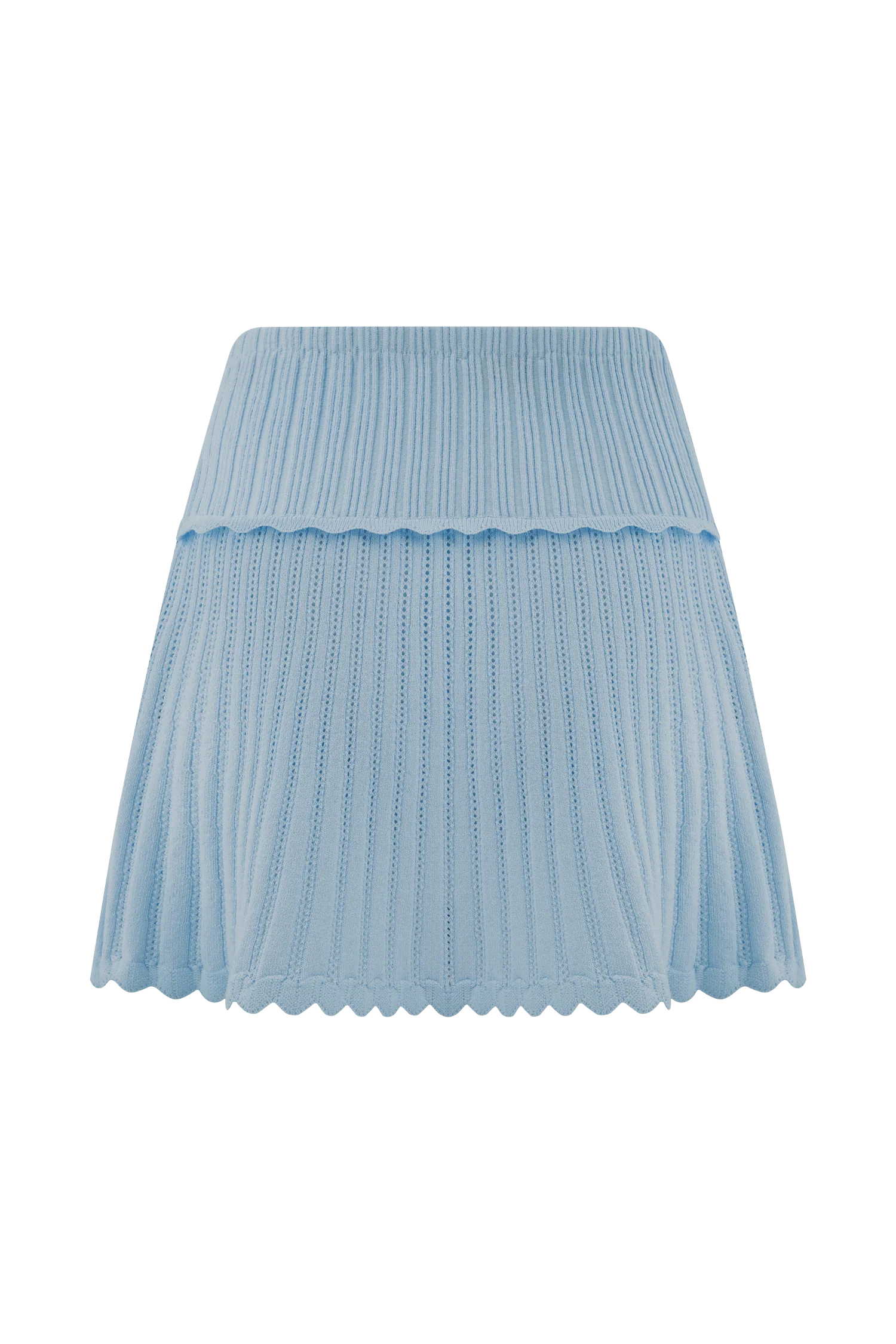 Indy Pointelle Knit Mini Skirt - Cornflower Blue - Image 8