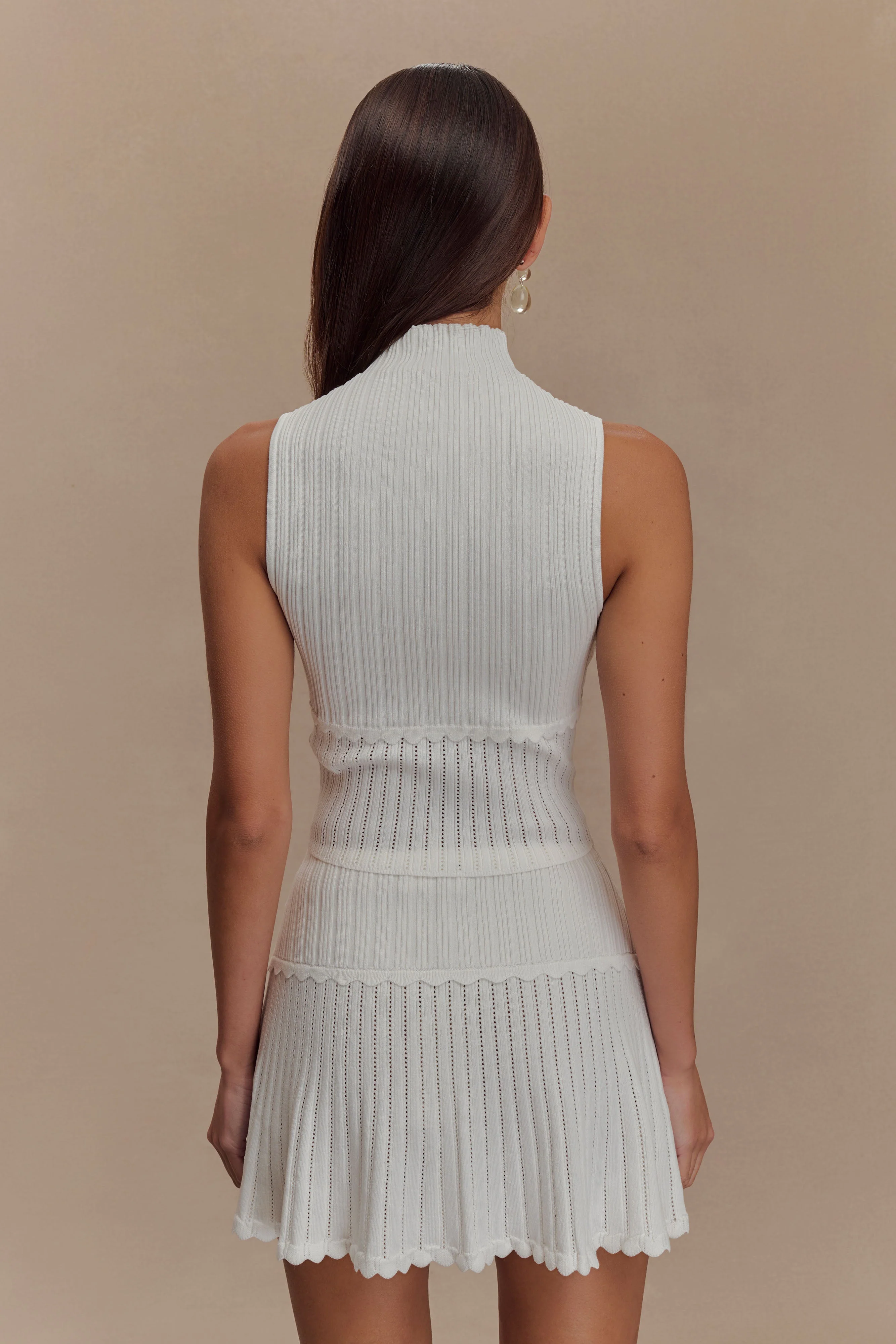 Indy Pointelle Knit Mini Skirt - Ivory - Image 5