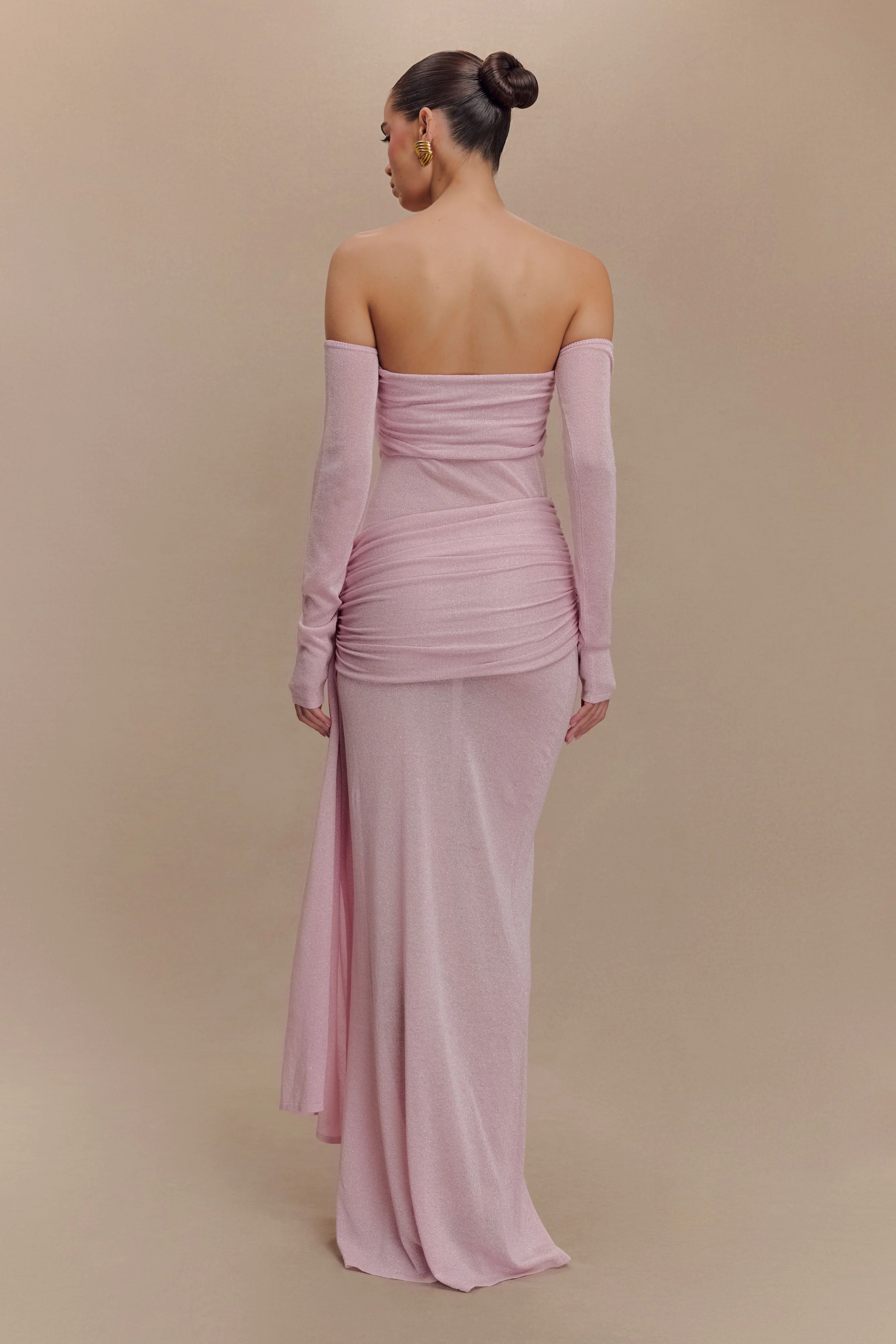 Ingrid Metallic Knit Maxi Dress - Baby Pink - Image 3