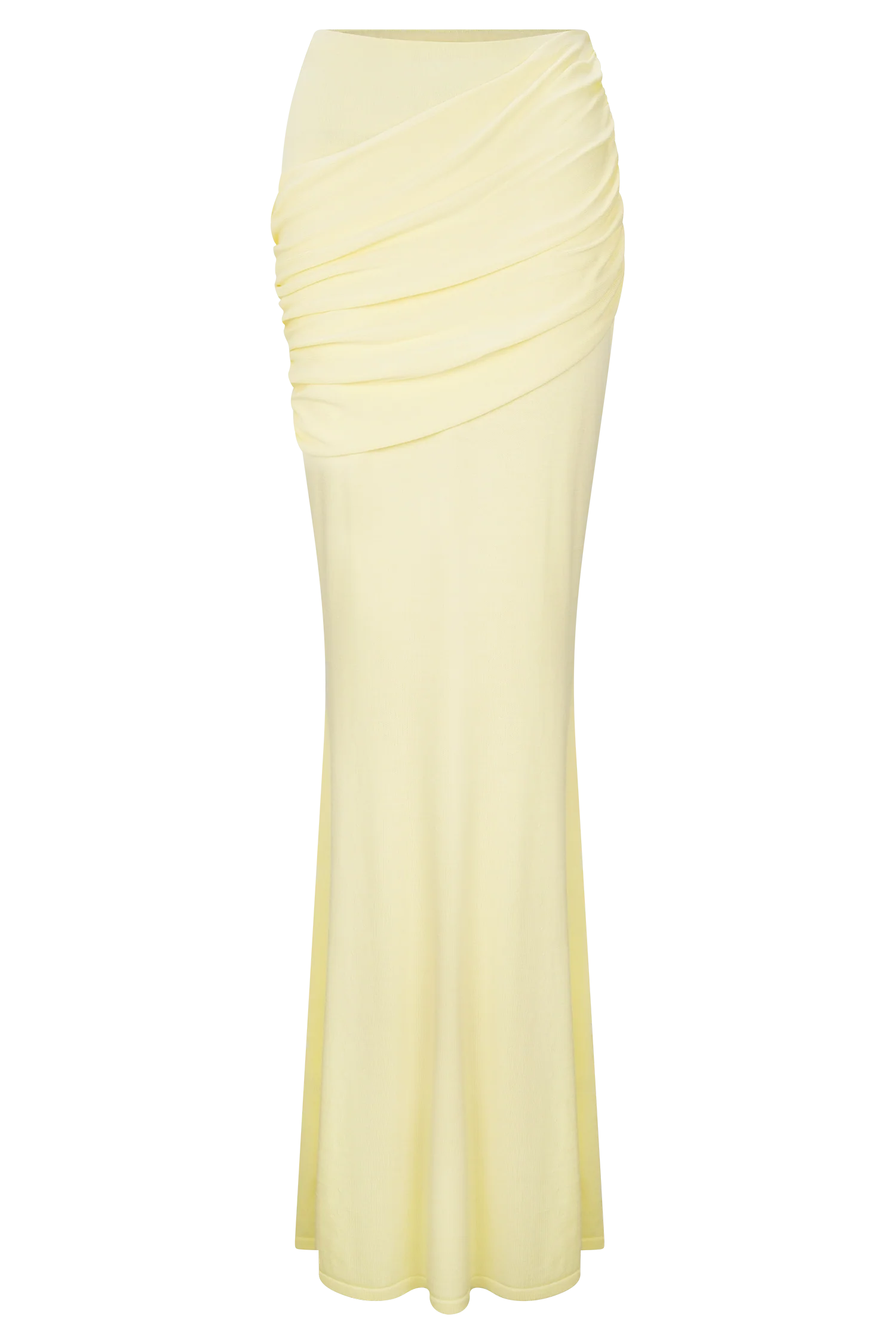 Irene Gathered Knit Maxi Skirt - Lemon - Image 7
