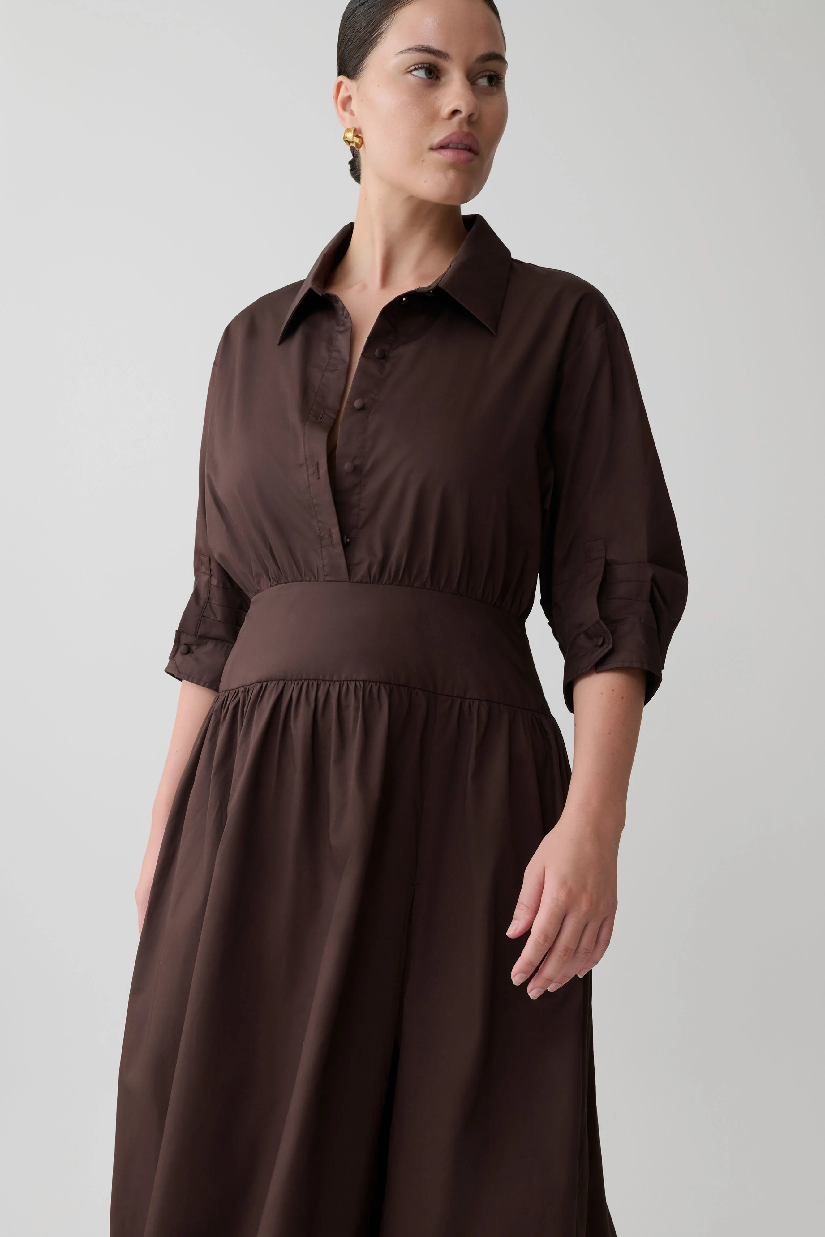 Isolde Long Sleeve Cotton Maxi Dress - Dark Chocolate - Image 10