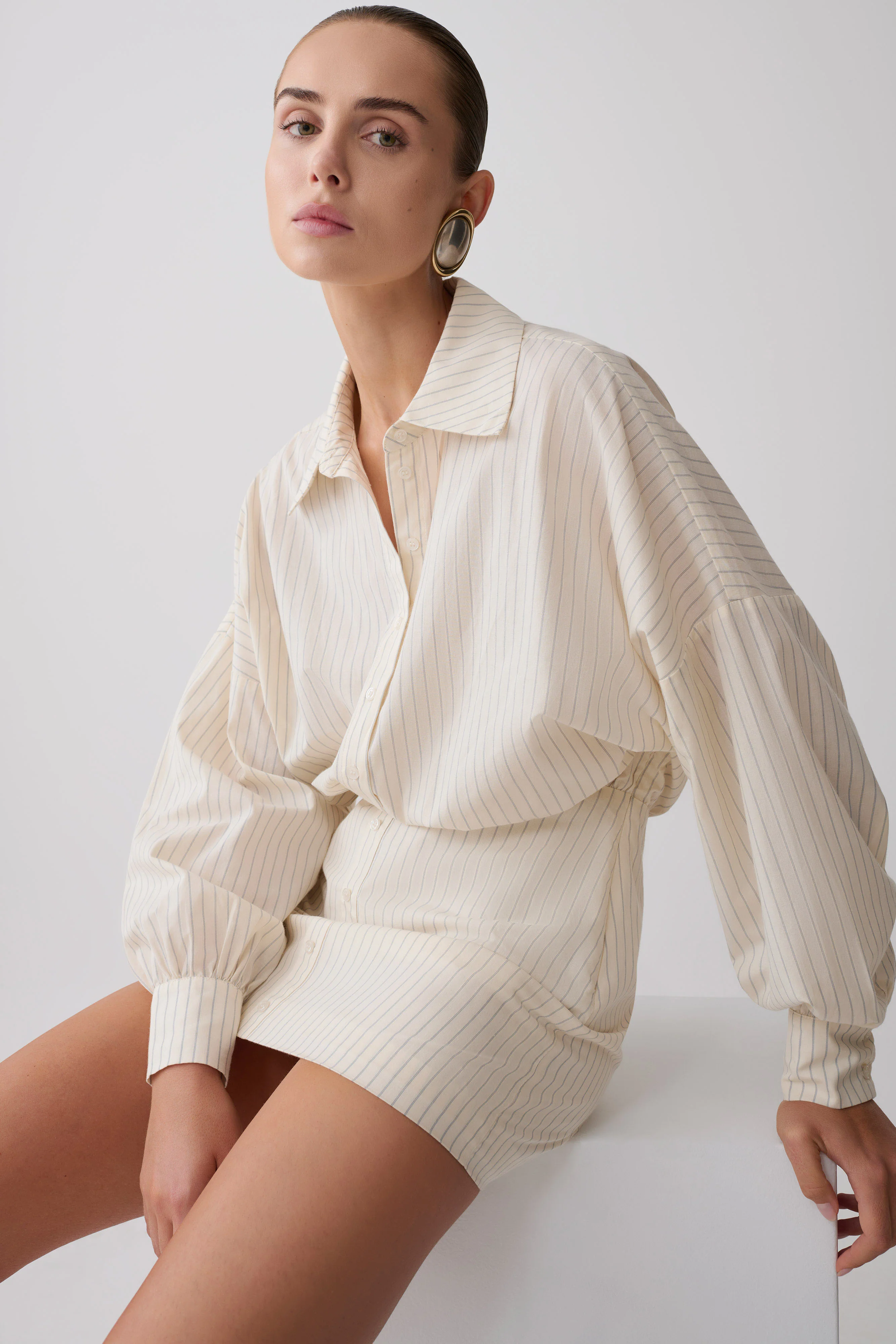 Ivy Oversize Shirt Mini Dress - Stripe - Image 6