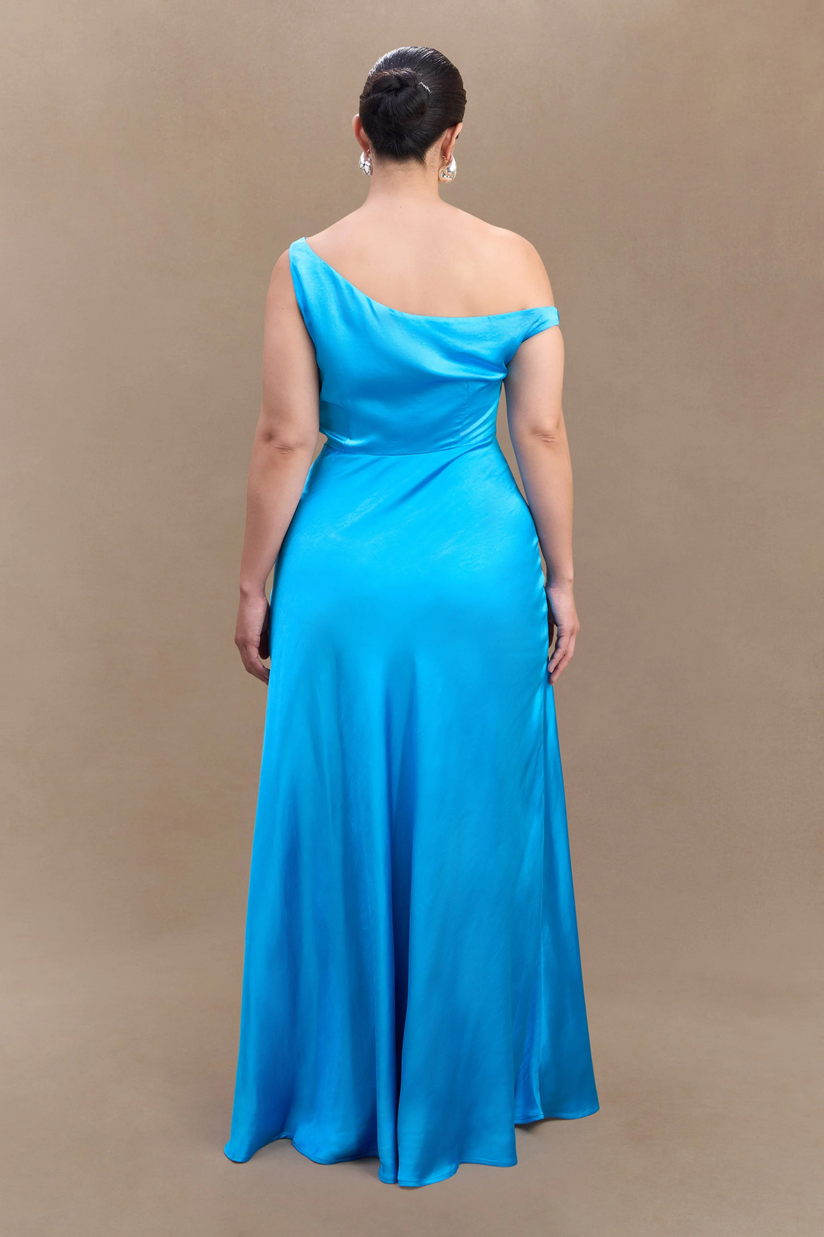 Jacinta One Shoulder Maxi Dress - Cyan Blue - Image 5