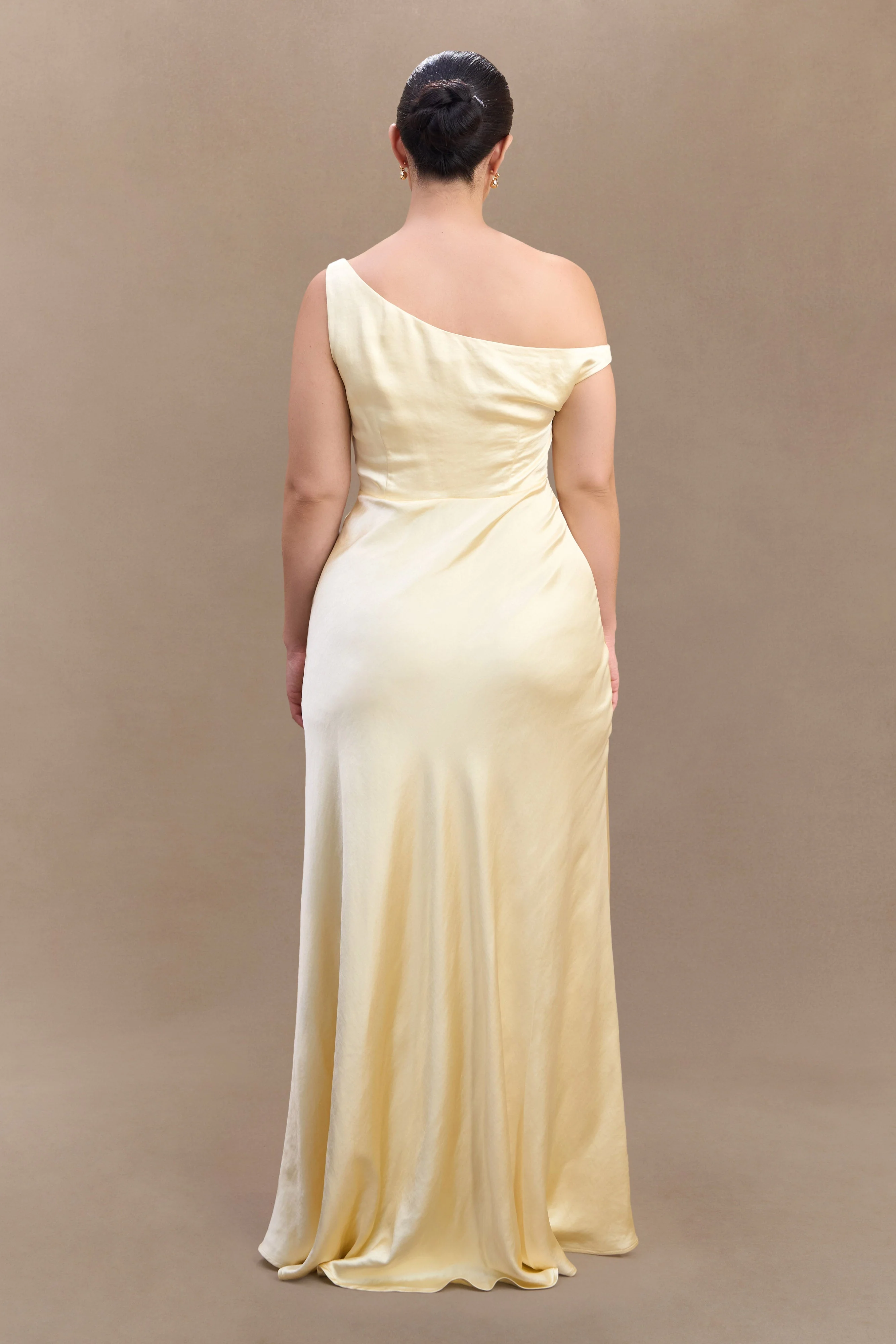 Jacinta One Shoulder Maxi Dress - Pastel Lemon - Image 5