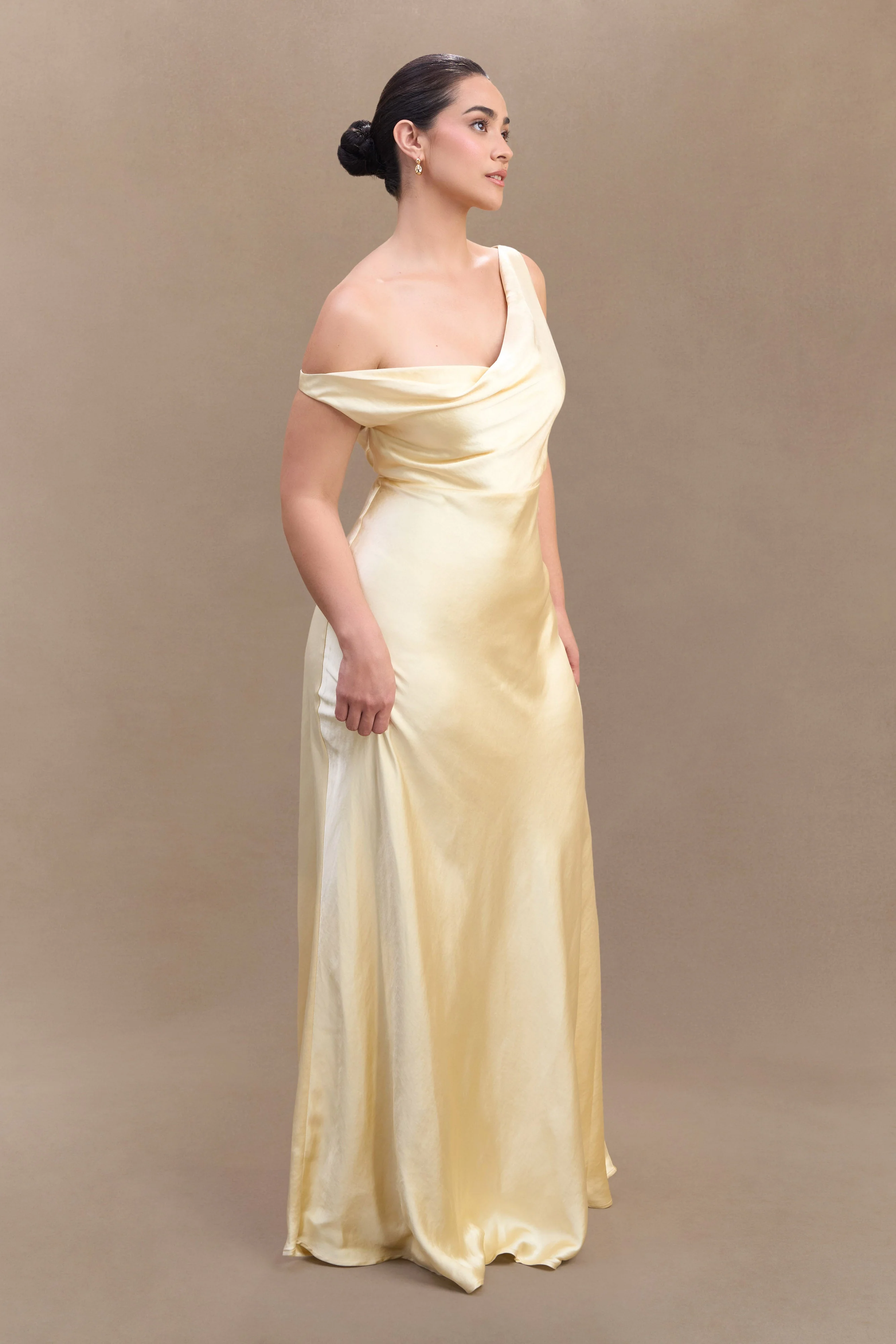 Jacinta One Shoulder Maxi Dress - Pastel Lemon - Image 6