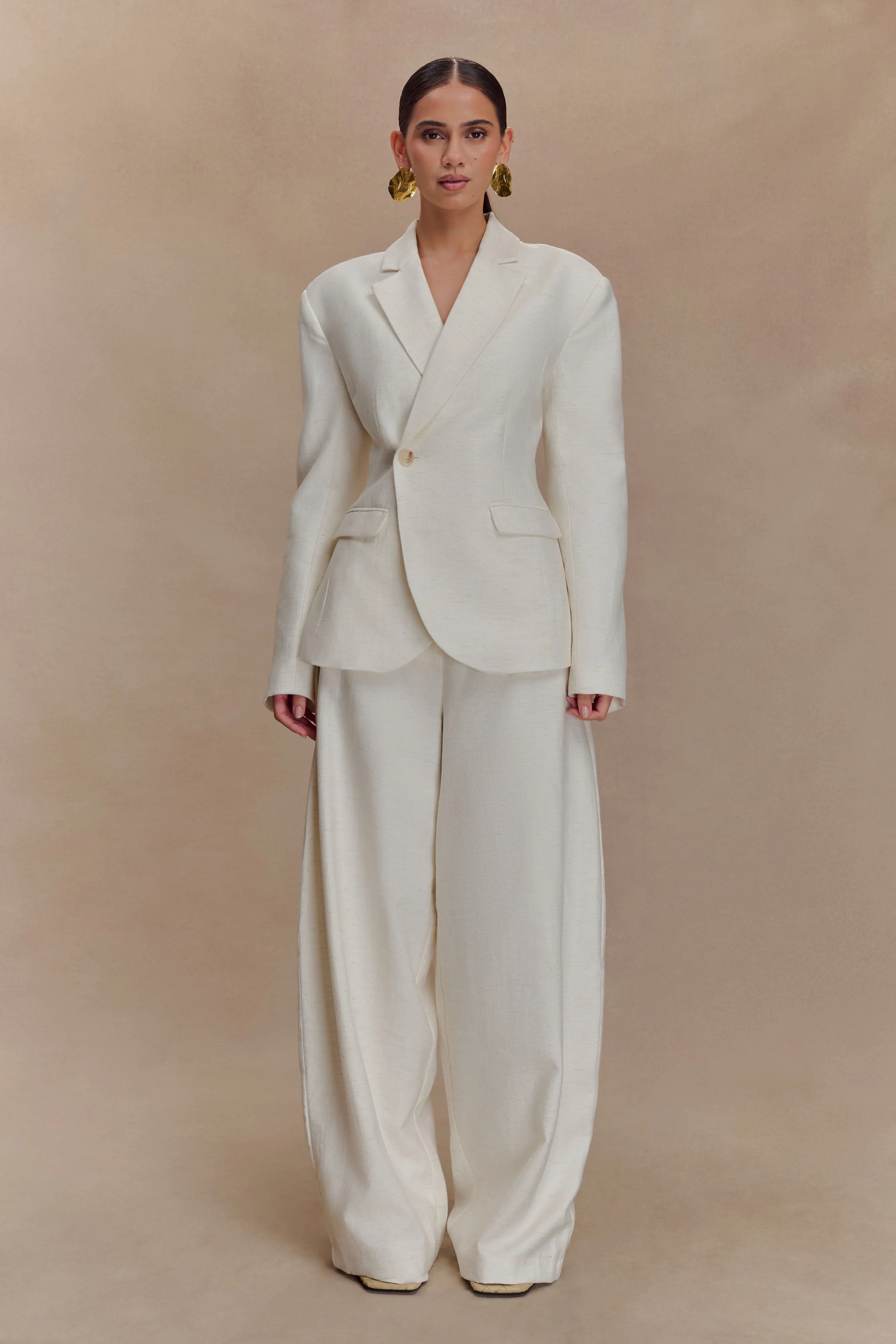 Jameson Cinched Linen Blazer - Oat Marle - Image 5
