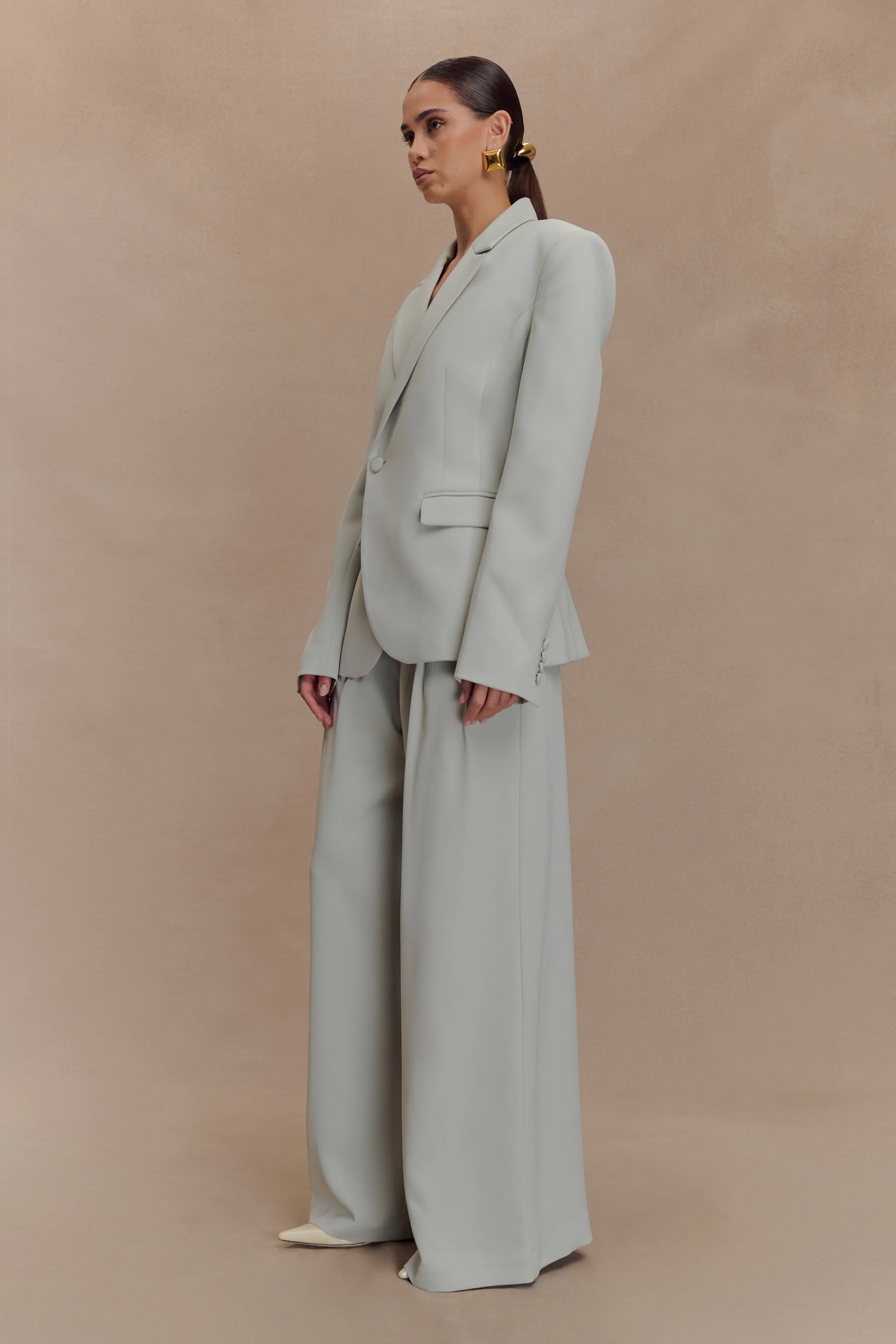 Jameson Cinched Suiting Blazer - Light Sage - Image 4