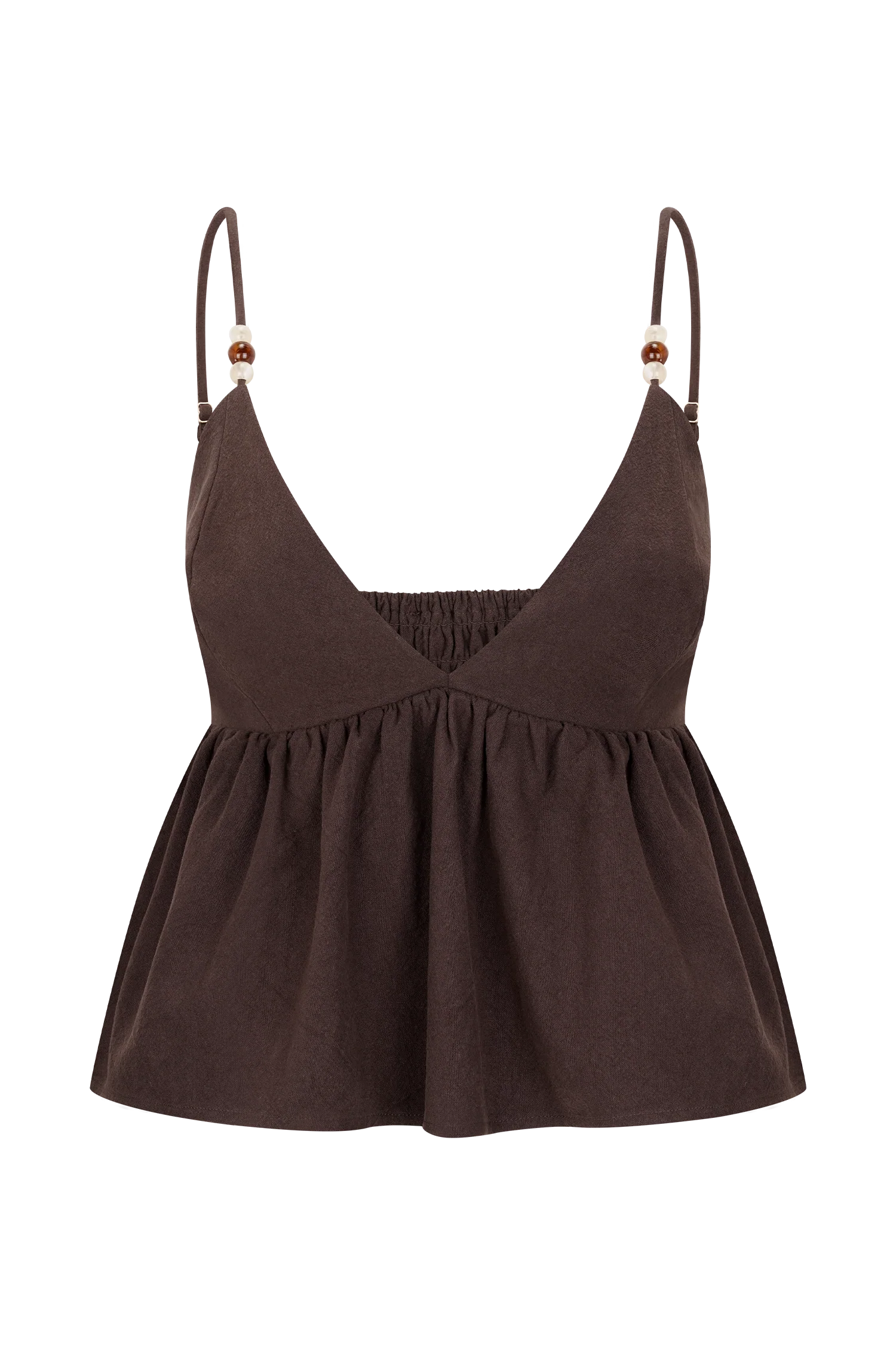 Janayia Cotton Beaded Top - Dark Espresso - Image 9