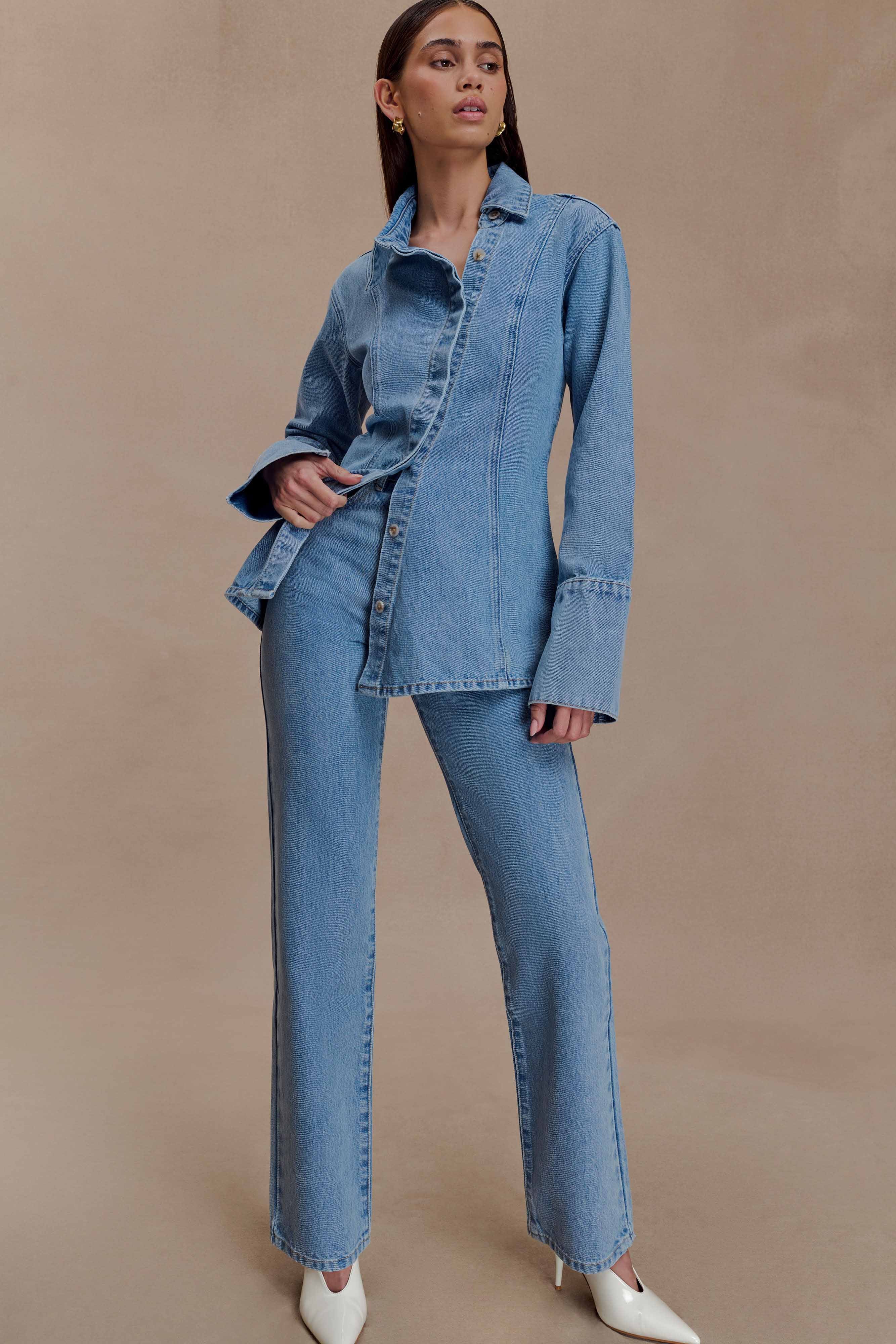 Janine High Waisted Straight Leg Jeans - Classic Blue - Image 2