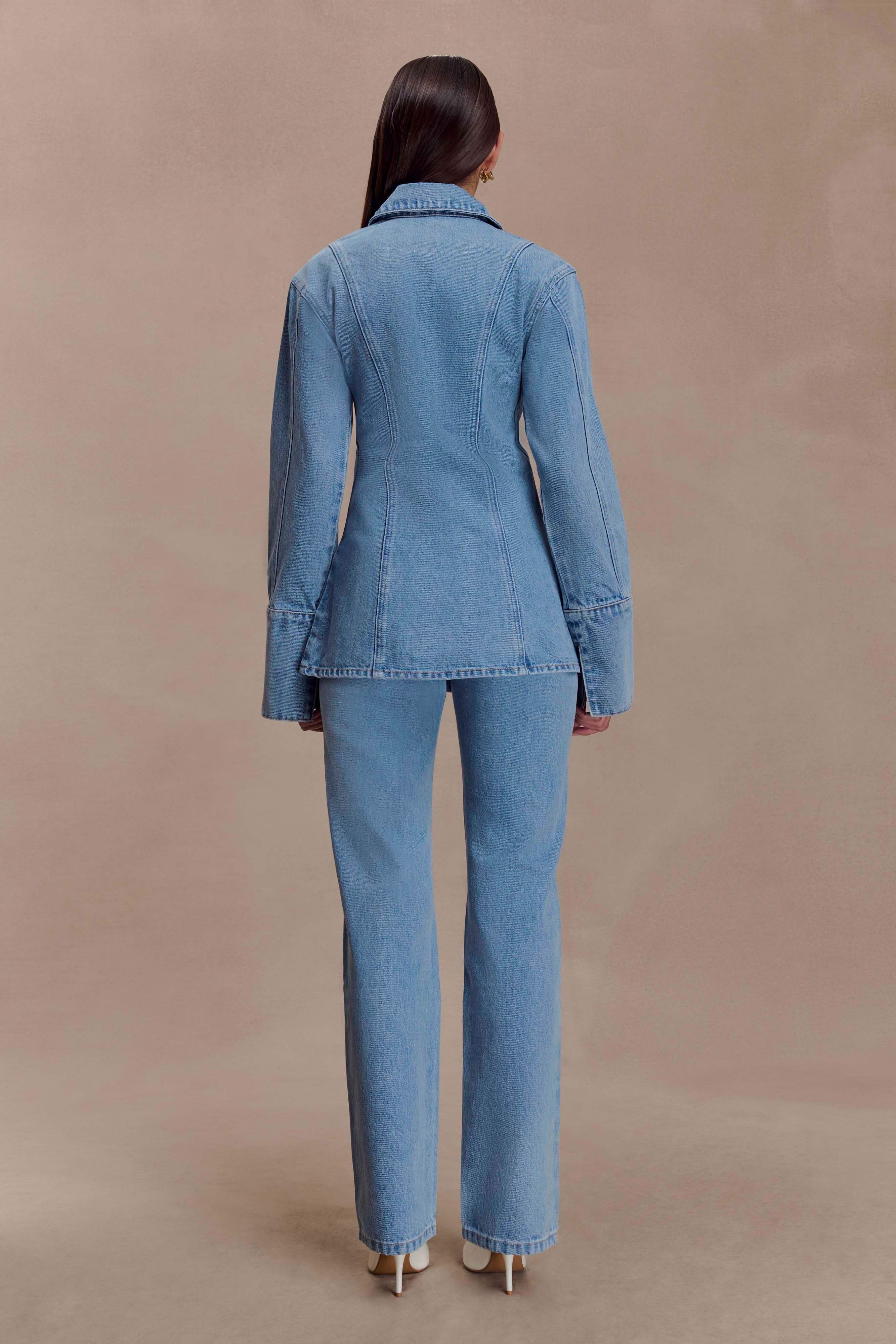 Janine High Waisted Straight Leg Jeans - Classic Blue - Image 4
