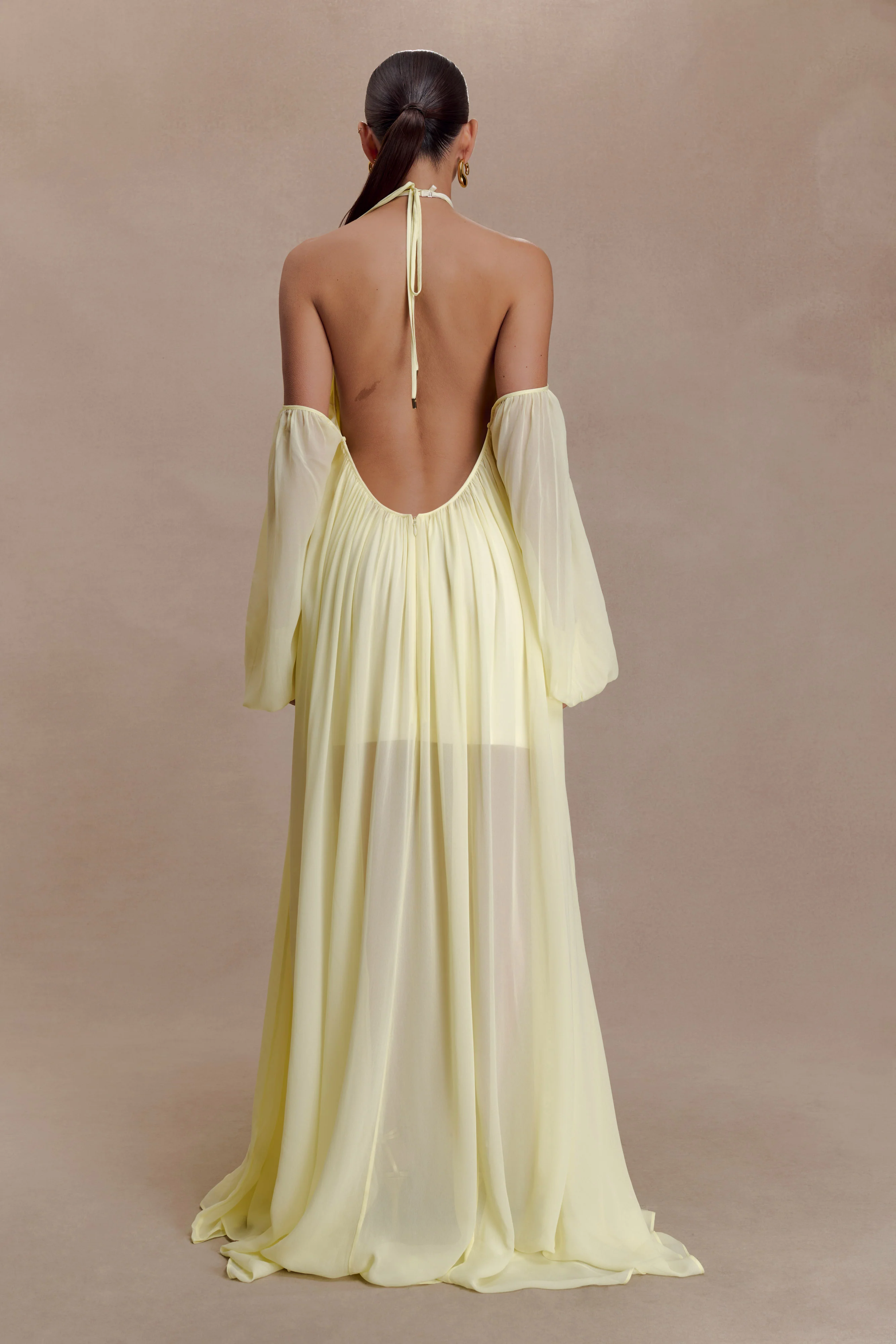 Janni Chiffon Maxi Dress With Hardware - Lemon Lime - Image 2