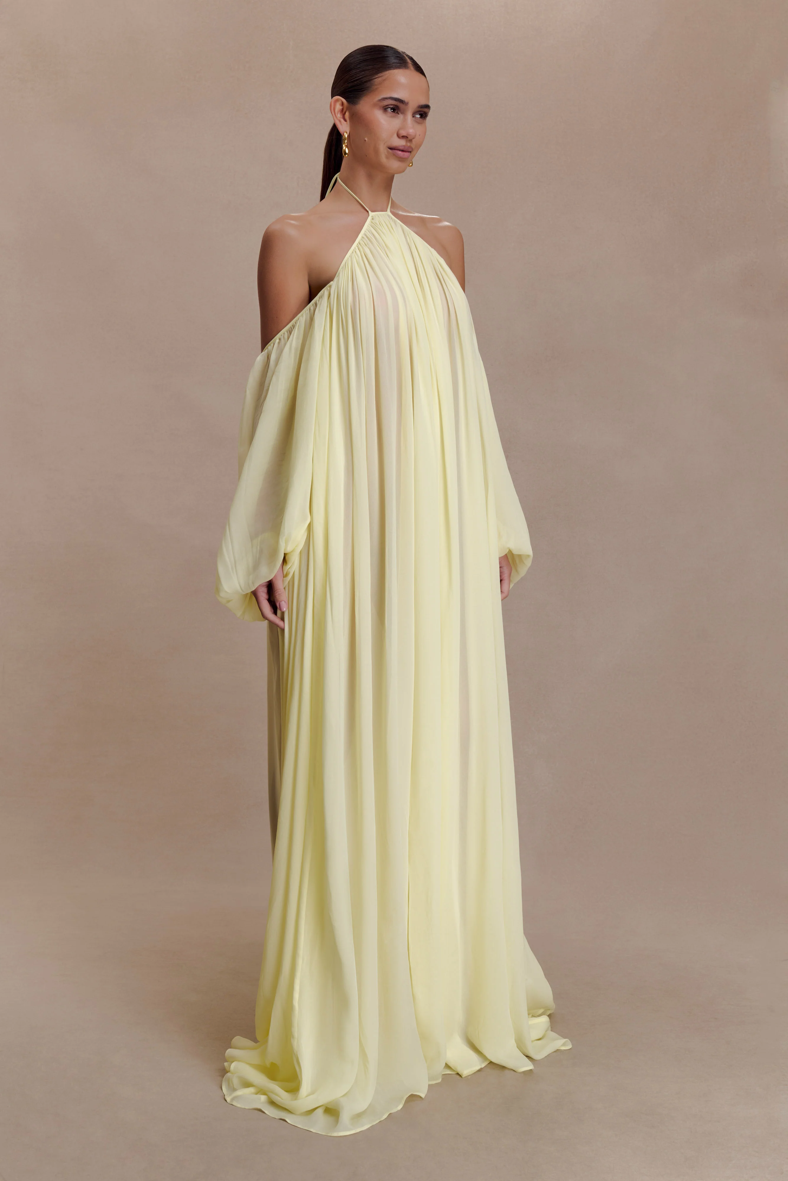 Janni Chiffon Maxi Dress With Hardware - Lemon Lime - Image 3